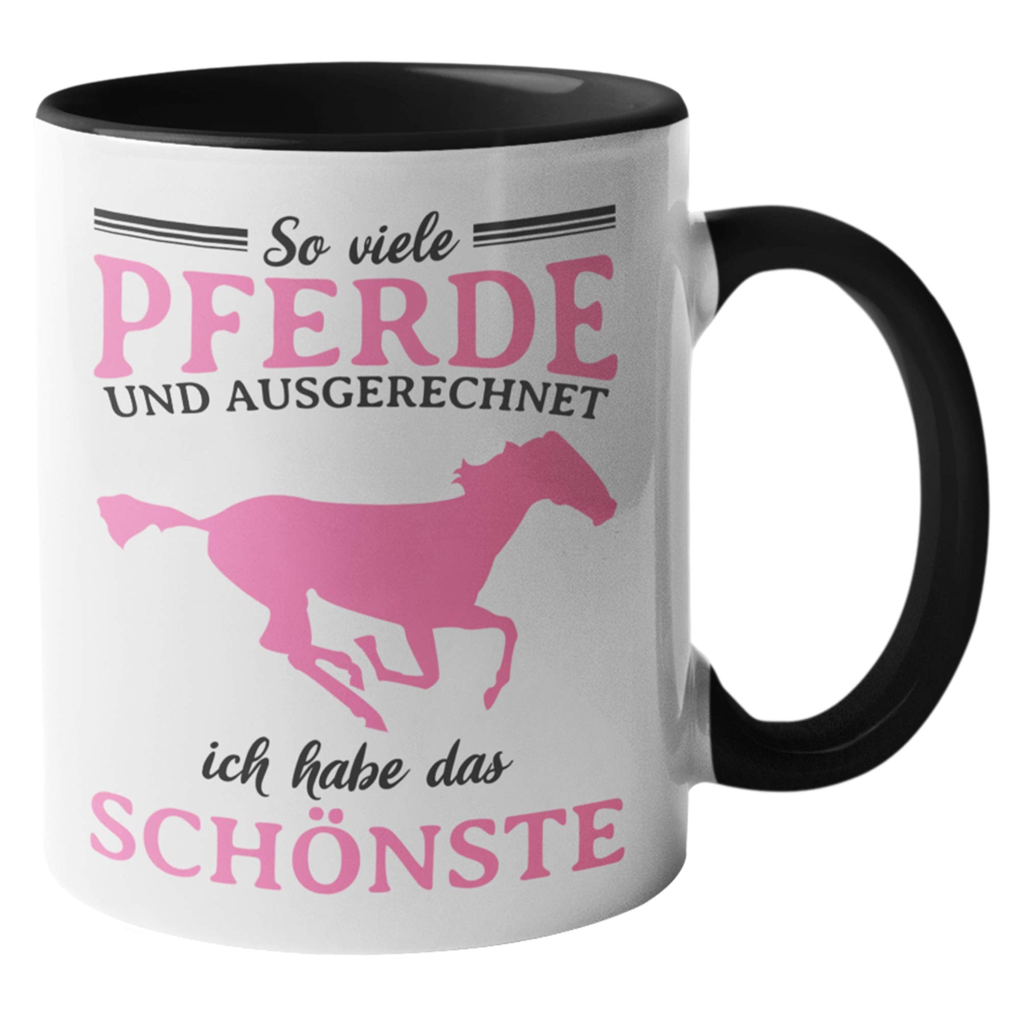 Pferde Geschenk, Reiterin Spruch Becher Geschenkidee, Kaffeetasse Reiter Pferd Reitsport, Mädchen Frauen Reiterhof Kaffeebecher (Weiß/Schwarz)