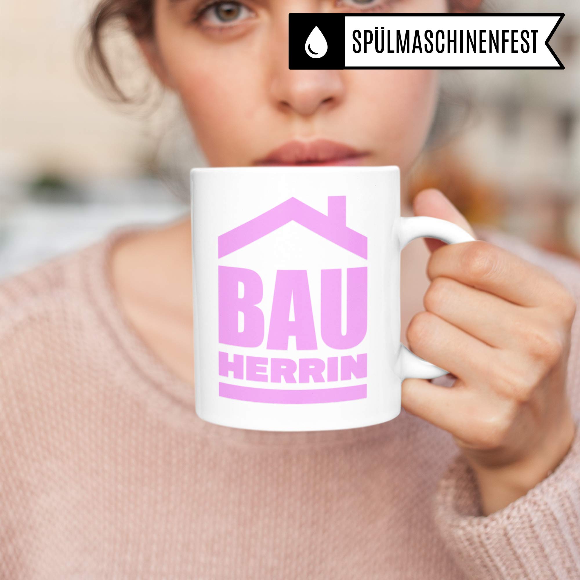 Pagma Druck Tasse Bauherrin, Geschenke zum Richtfest Mitbringsel, Becher Einweihungsfeier Einweihung Bauherr Frau, Geschenkideen zum Richtfest, Baustelle Häuslebauer Hausbau Humor