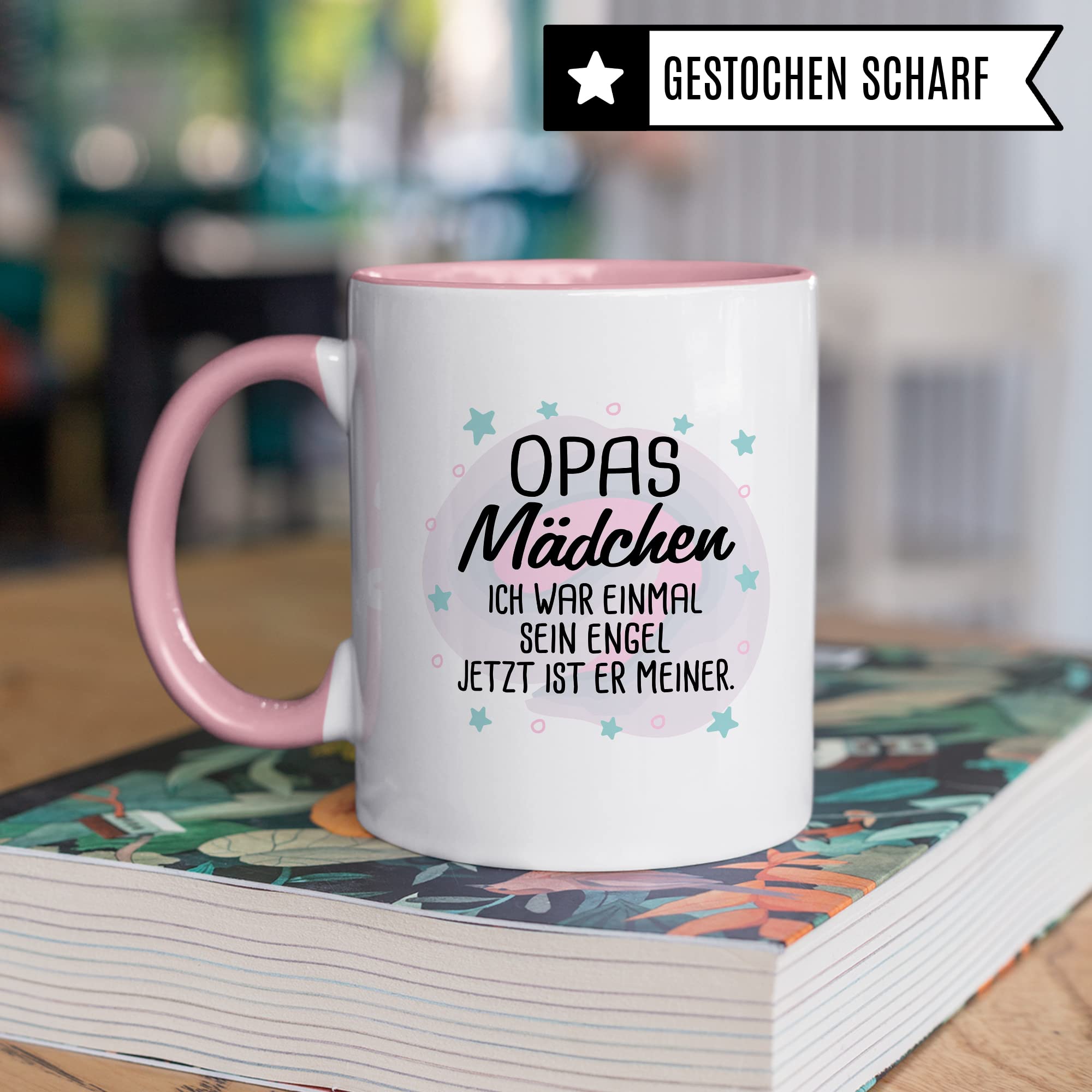 Tasse Opas Mädchen Geschenk, Opas Mädchen - Ich war einmal sein Engel - Jetzt ist er meiner Geschenkidee Enkelin Tod Großvater Trauer Kaffeetasse mit Spruch Kaffee-Becher