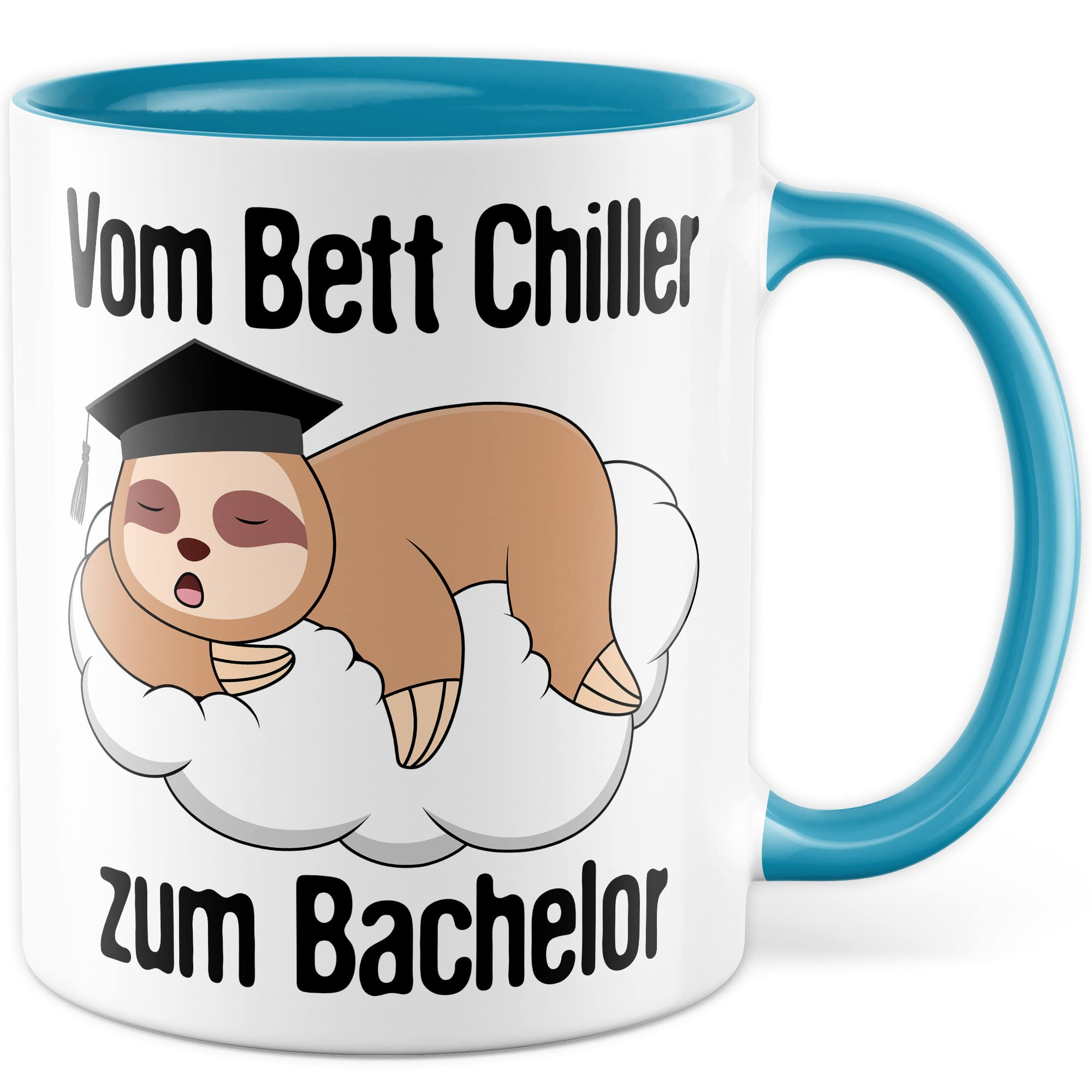 Bachelor Tasse Studenten Geschenk Humor Kaffeetasse mit lustigen Spruch Uni Kaffeebecher Studentin Geschenkidee Faultier Teetasse