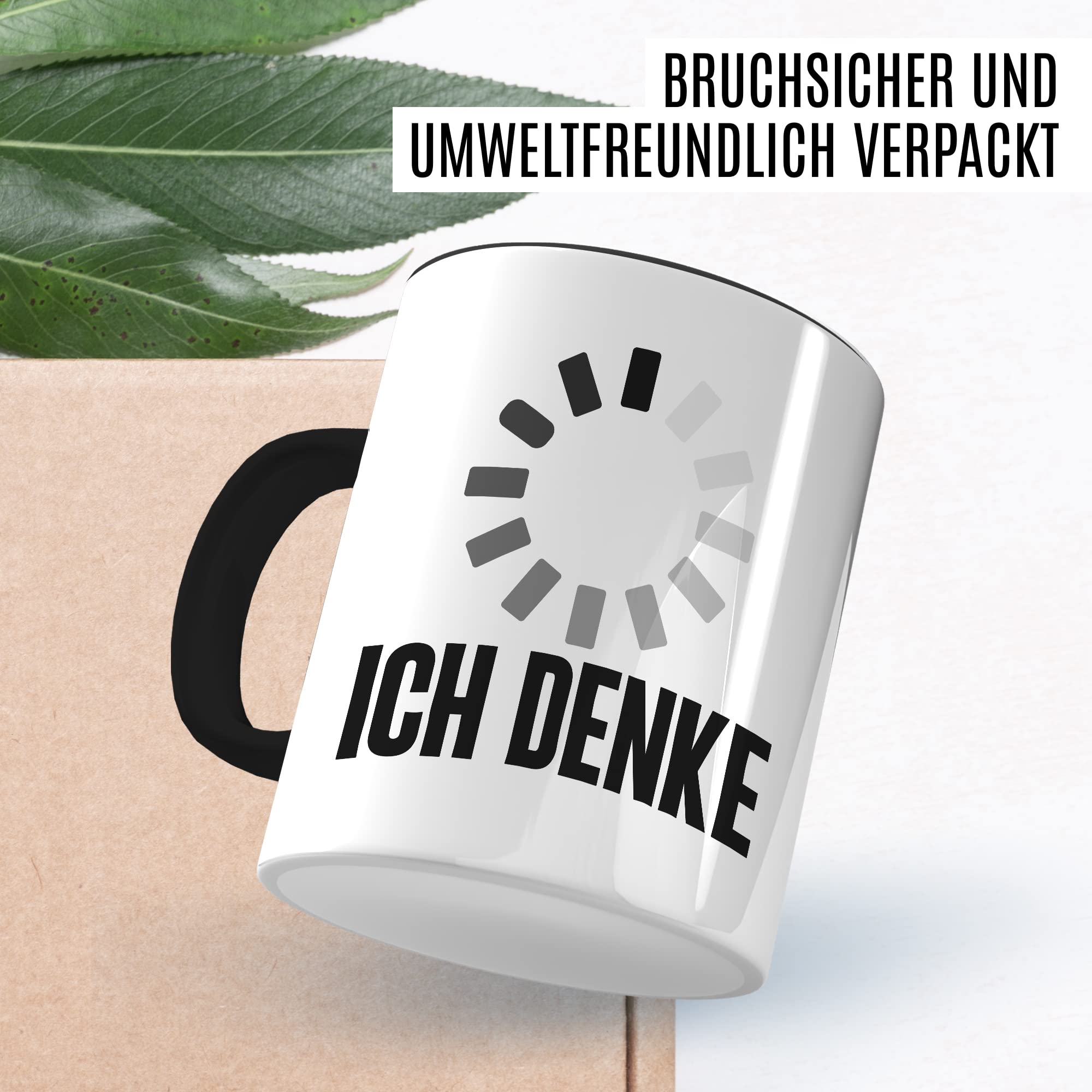 Tasse lustig Geschenk, Ich denke Geschenkidee Büro Witz Kaffee-Becher Kaffetasse Tasse mit Spruch lustig denken Humor Teetasse Witztasse Ladezeichen Motivtasse