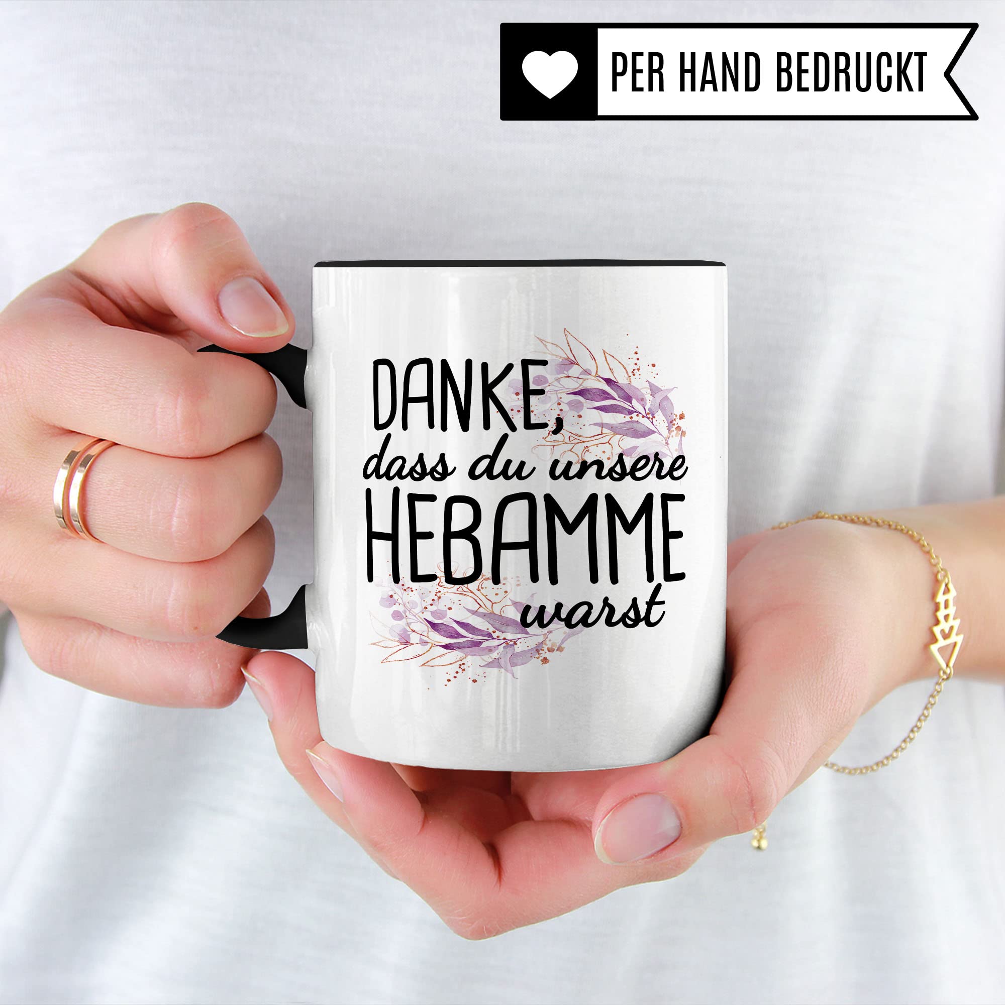 Dankes-Geschenk-Tasse Hebamme, Hebamme Geschenk Dankeschön Tasse schöner Sprüch schönes Motiv Kaffeetasse