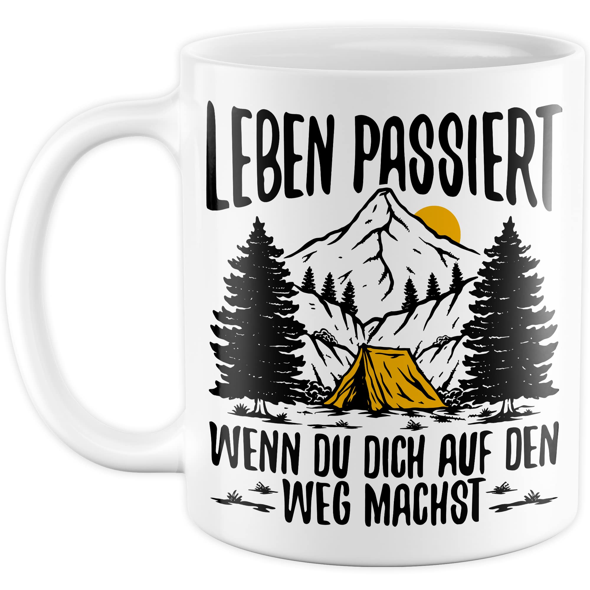 Reisen Tasse Wohnmobil Becher Roadtrip Kaffeetasse Camping Geschenk Urlaub Camper Kaffee-Becher Geschenkidee Outdoorfans Bagpacking Zelt Zelten Abenteuer Outdoor Spruch Weltreise