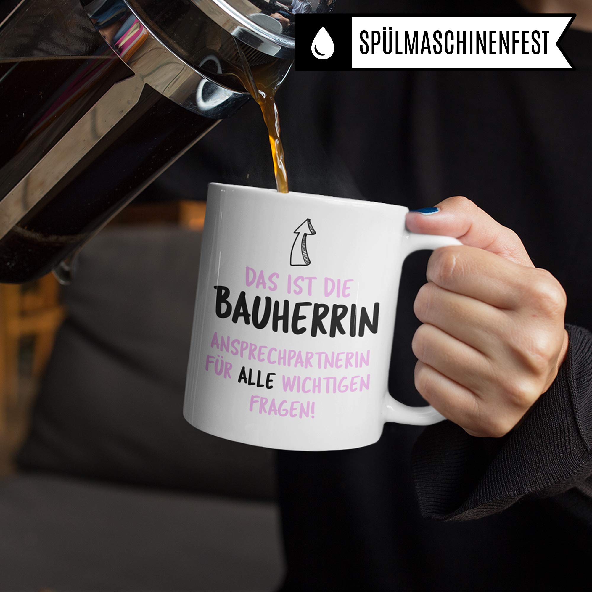 Pagma Druck Bauherrin Tasse Geschenkidee Frau Bauherrin Geschenk Spruch Becher Kaffeetasse Hausbau Eigenheim Richtfest Einweihung