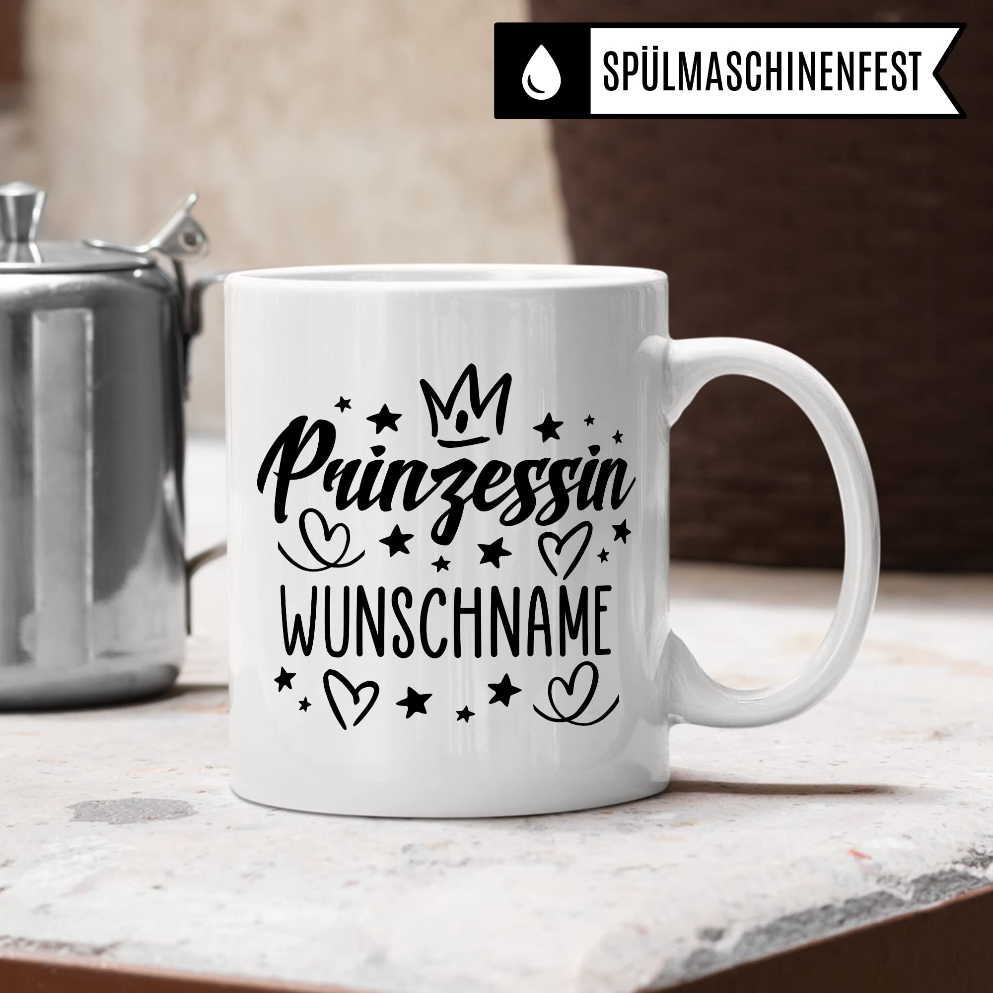 Prinzessin Tasse personalisierbar Geschenk für Mädchen Prinzessinnen Deko Geburtstag Custom Geschenkidee princess Kindergeburtstag Prinzesschen Tasse mit Wunschname