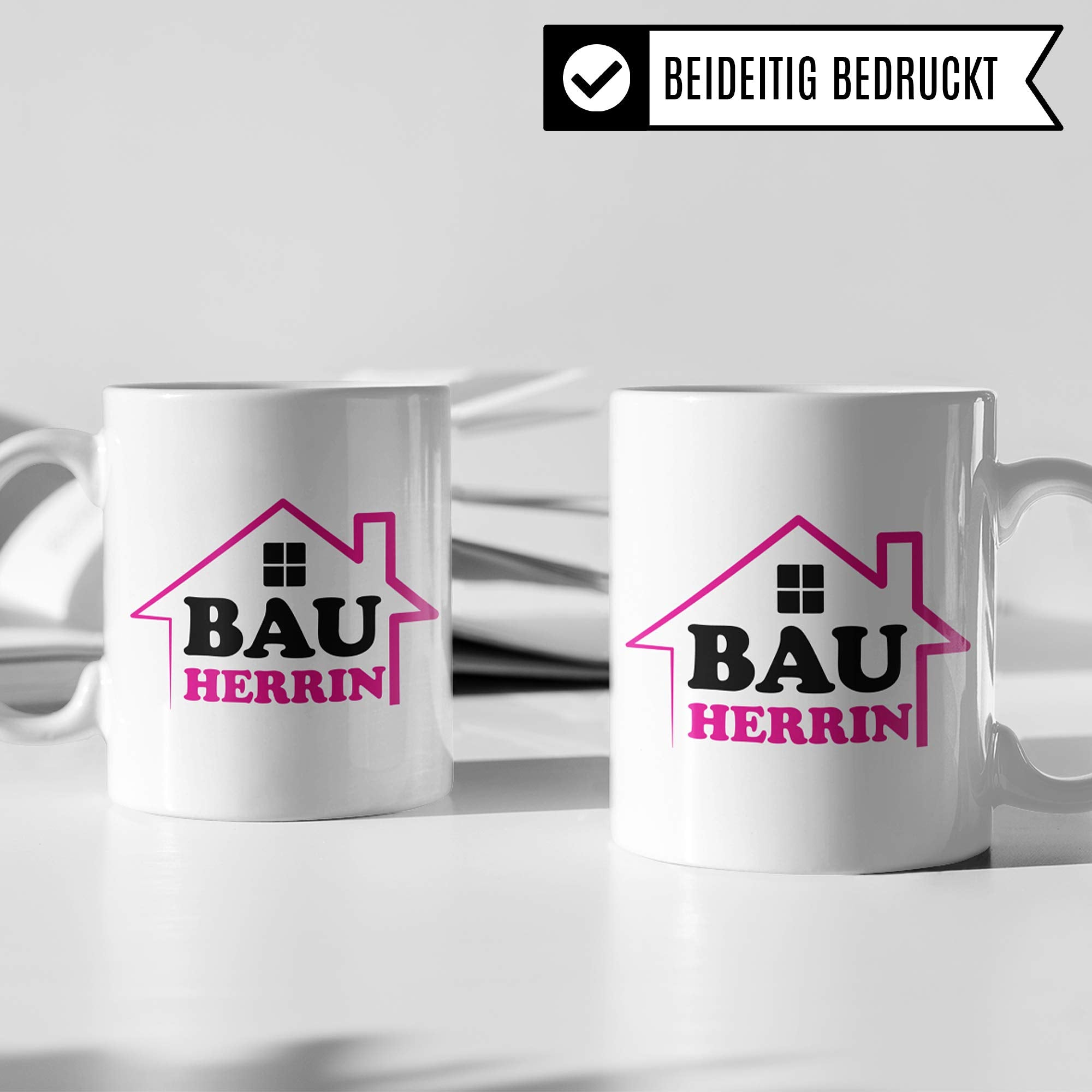 Pagma Druck Bauherrin Tasse, Richtfest Geschenk, Becher Geschenke zum Richtfest, Geschenkideen zum Hausbau Einweihung Einweihungsfeier, Häuslebauer Hausbauer Kaffeetasse