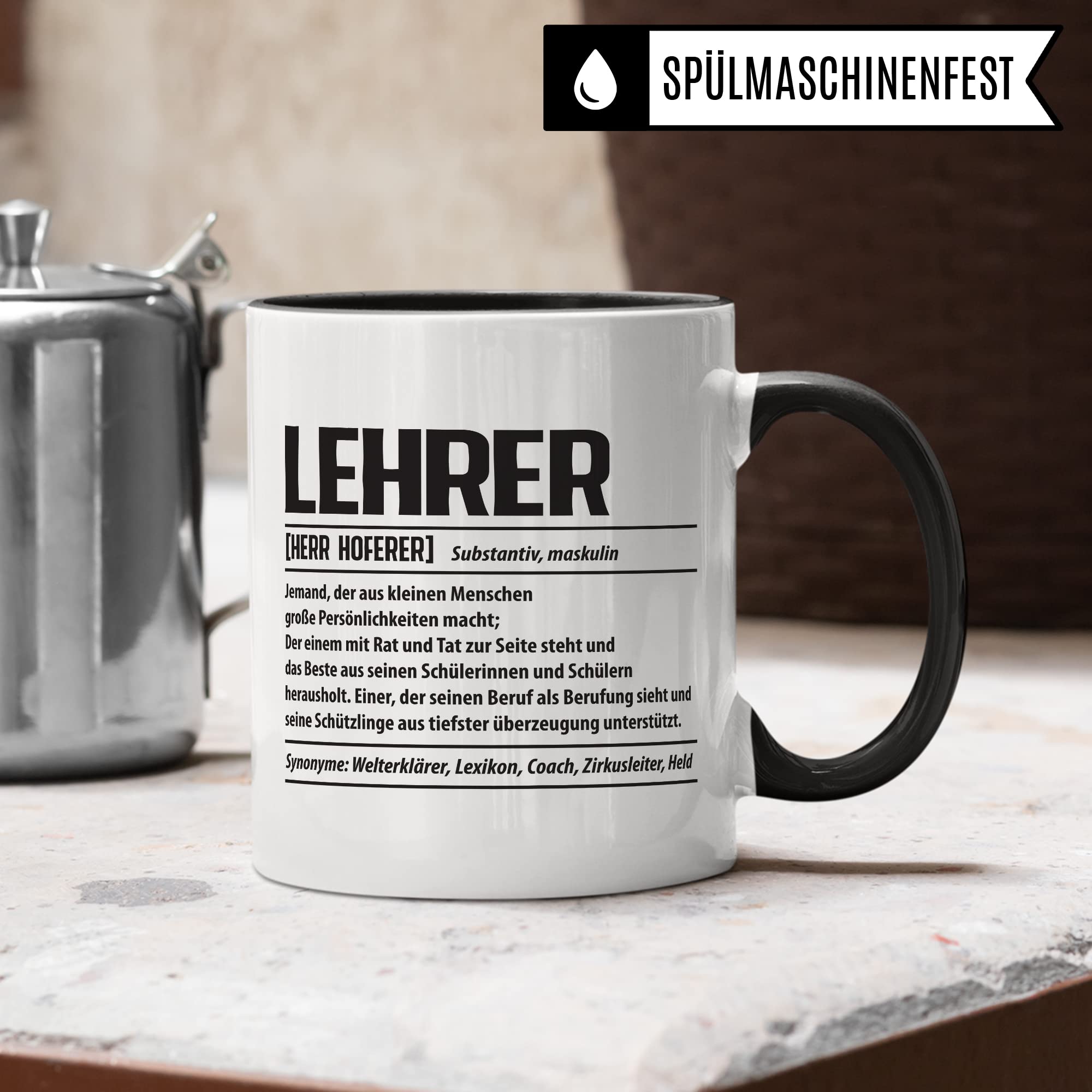 Lehrer Tasse personalisiert, Geschenk für Lehrer lustig eigener Name Definition Geschenkidee Beruf Abschied abschiedsgeschenk Kaffee-Becher