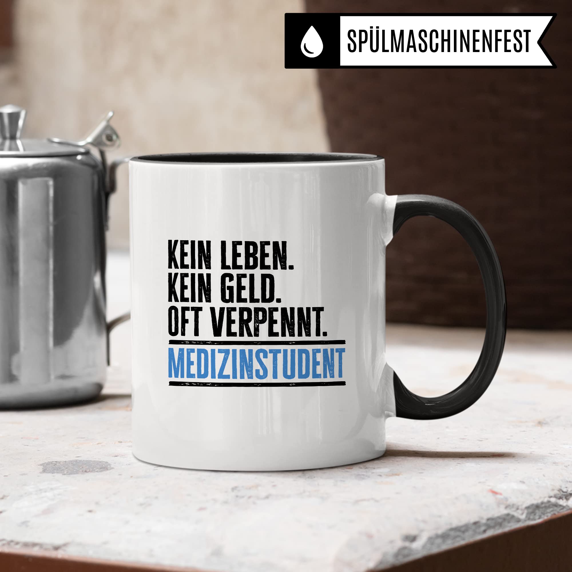 Studenten Tasse lustig Student Kaffeetasse Witz Studentin Kaffee-Becher Studium Humor Studieren Geschenk Studienbeginn Geschenkidee Erstsemester Kein Geld Oft verpennt