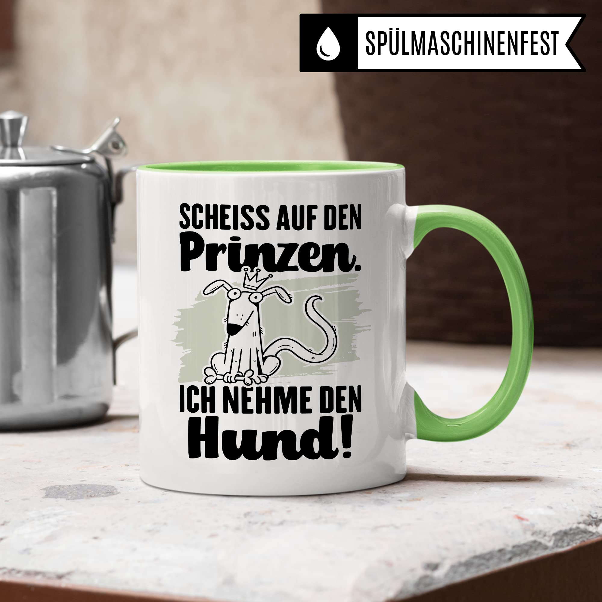 Tasse Hundemama Geschenk, Scheiß auf den Prinzen Ich nehme den Hund Geschenkidee beste Freundin Kaffee-Becher Kaffeetasse mit Spruch lustig Hundeliebhaber Single Liebeskummer