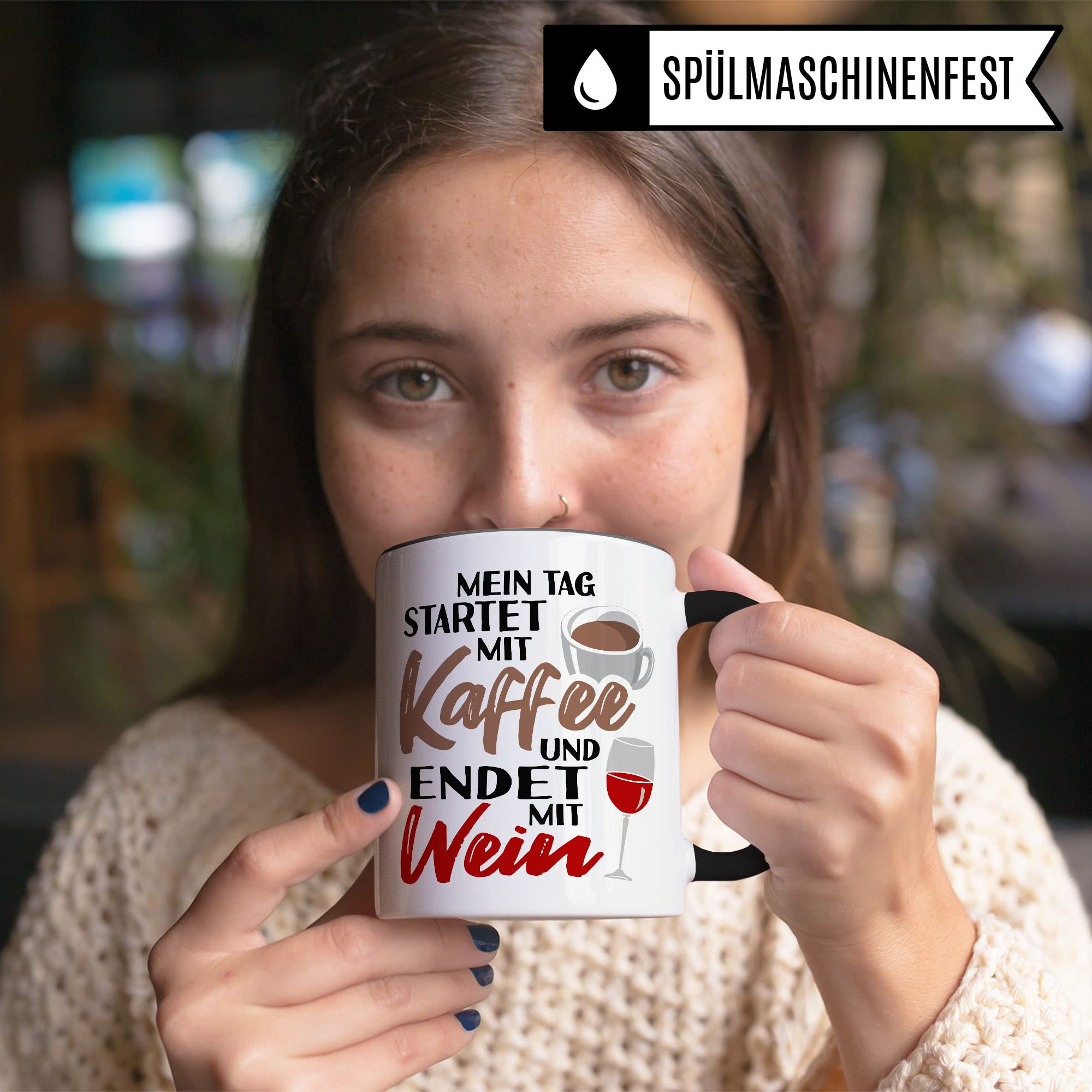 Humor Tasse Geschenkidee Kaffeetasse Witz Geschenk für Weinliebhaber Weinliebhaberin Kaffeebecher Kaffee Becher