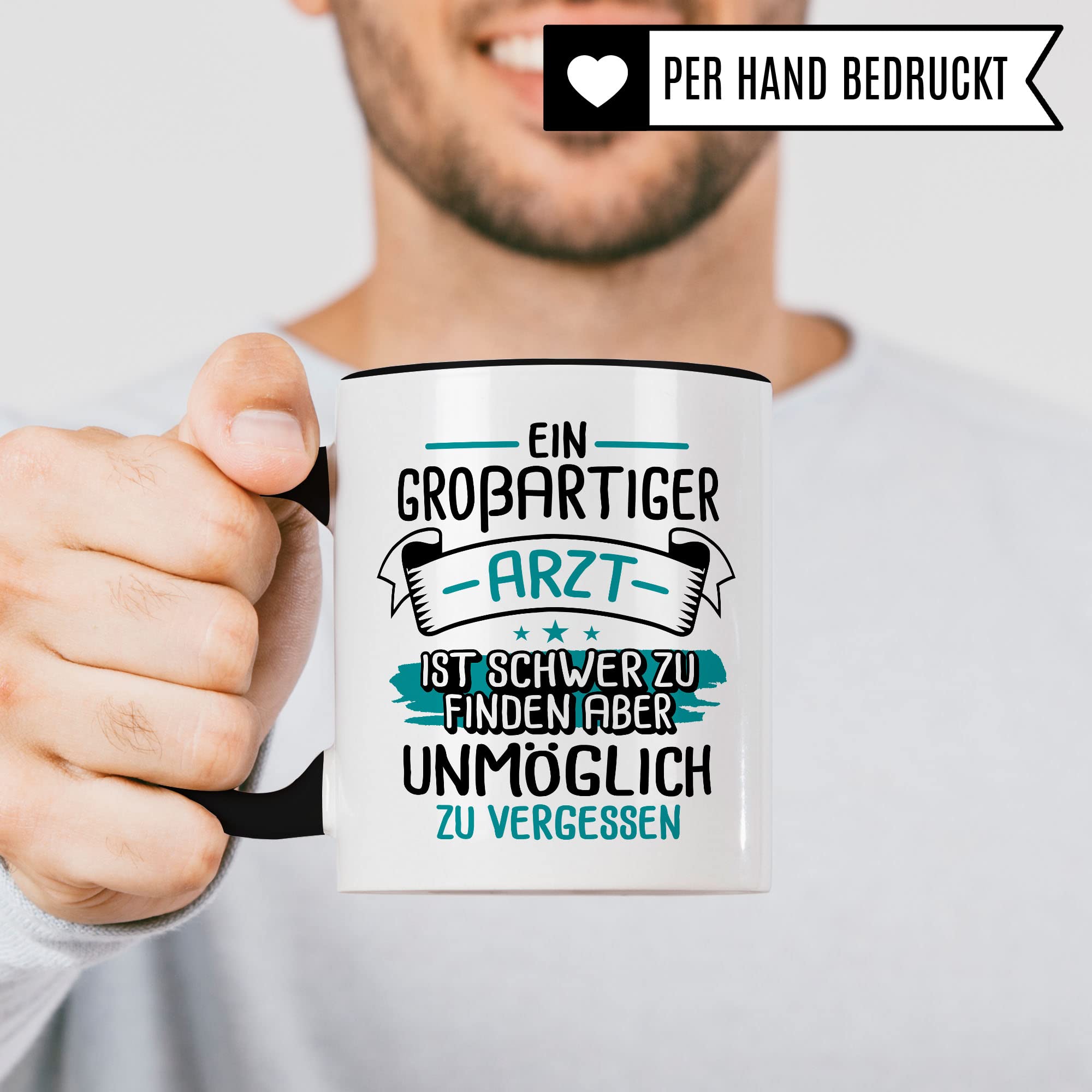 Arzt Tasse, Ein großartiger Arzt ist schwer zu finden aber unmöglich zu vergessen, Arzt Danke Geschenk, Dankeschön Tasse schöner Spruch Kaffeetasse Berufe Tasse