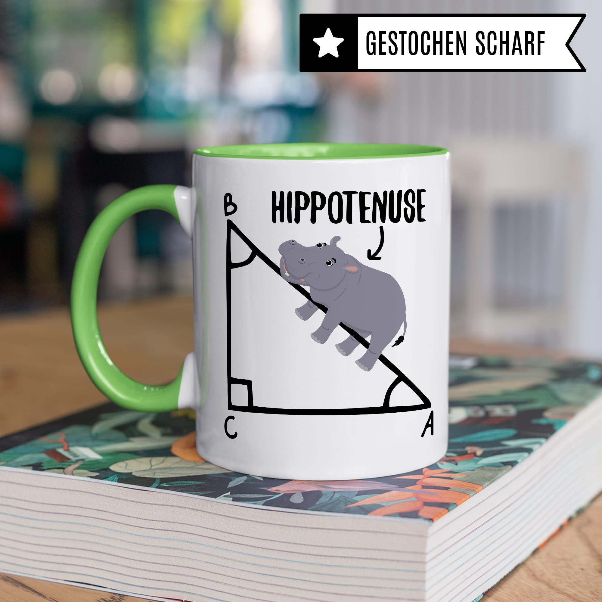 Mathe Tasse Mathematiker Kaffeetasse Hippothenuse lustig Kaffee-Becher Mathe-Lehrer Geschenkidee Sarkasmus Mathematik Mathematikstudent Geschenk Kollegium Lehrerzimmer Pythagoras Nilpferd Flusspferd