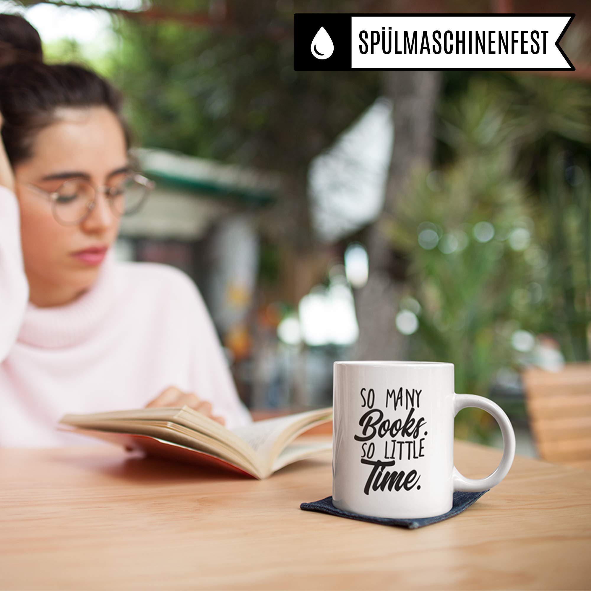 Pagma Druck Lesen Tasse Bücherwurm, Buch Leseratte Geschenk Kaffeetasse Spruch, Bücher Geschenkidee für Leser & Leserin Becher, Kaffeebecher Literatur lustig