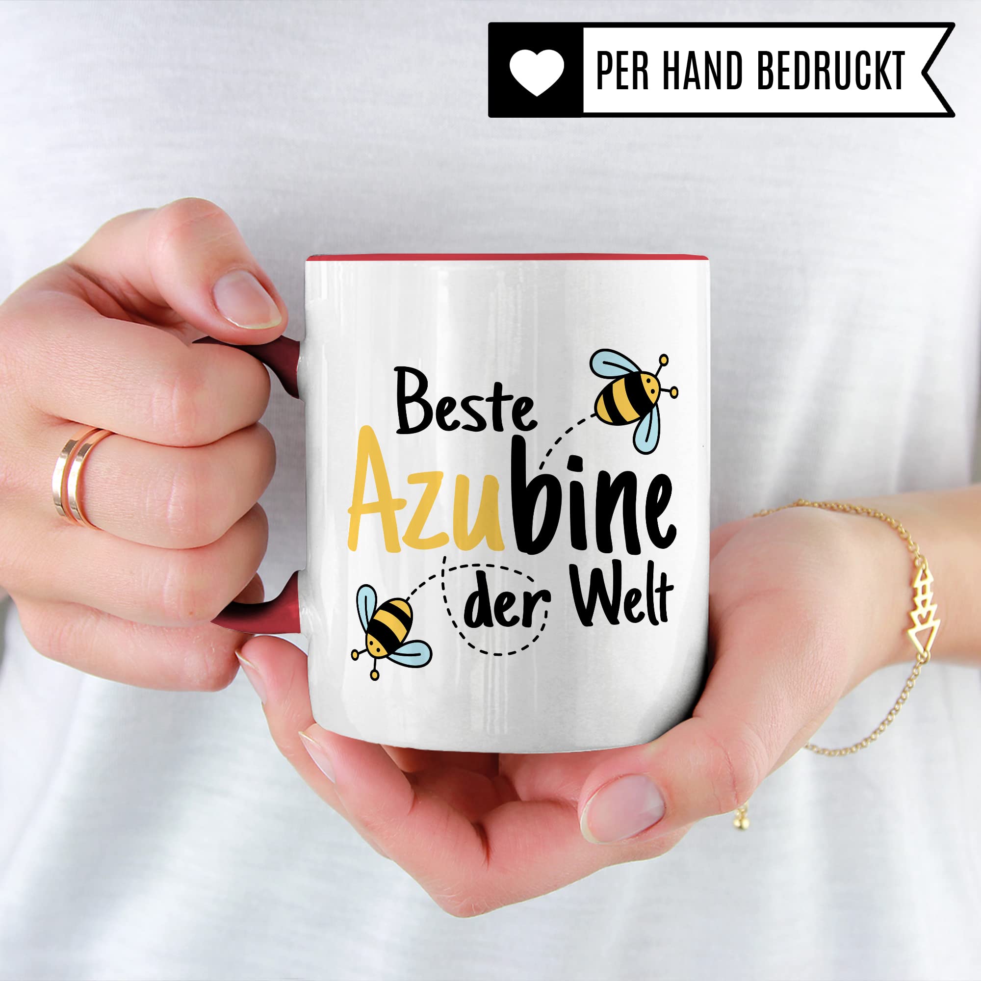 Tasse Azubine Kaffeetassen Azubi Ausbildung Kaffee-Becher Lehrling Ausbildung Beste Azubine der Welt Spruch Becher Geschenkidee Azubine-Geschenk Auszubildende Auszubildender Biene