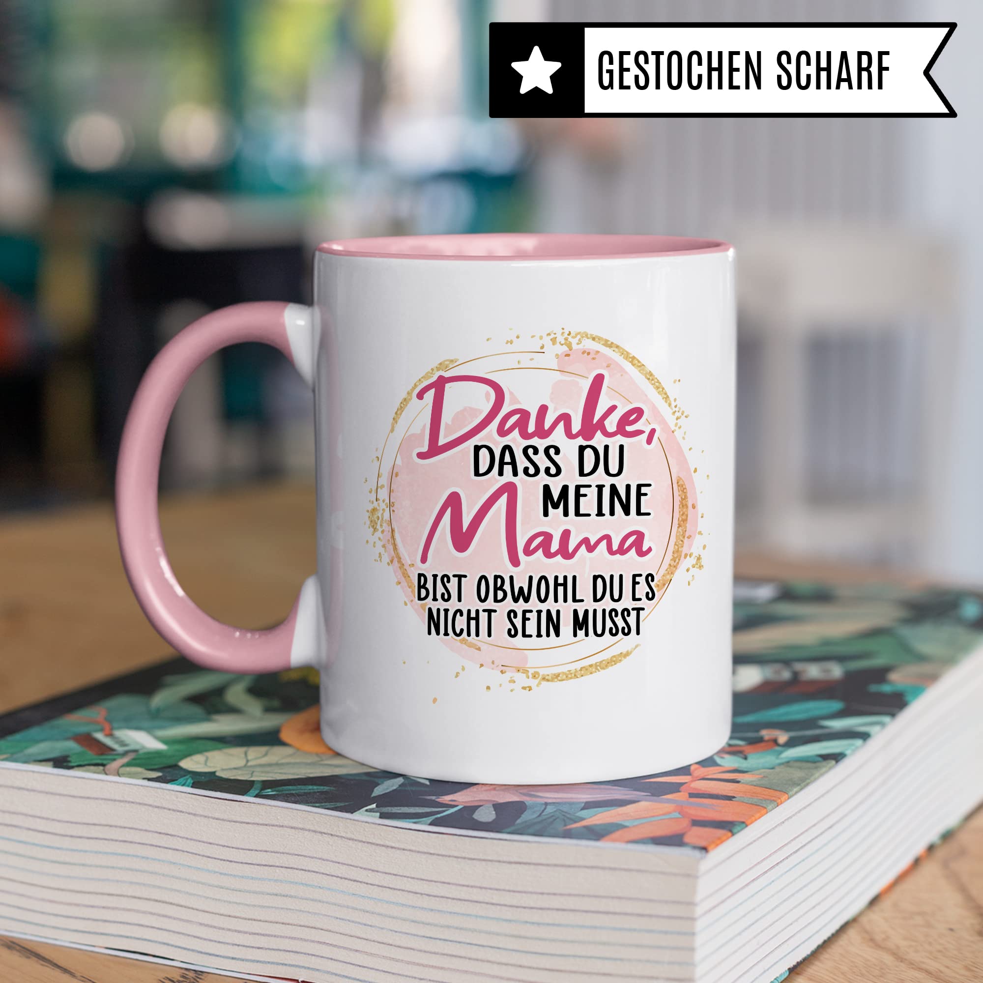 Tasse Pflegemama, Danke dass du meine Mama bist obwohl du es nicht sein musst Geschenkidee Stiefmama Kaffee-Becher Tasse mit Spruch Teetasse Stiefmutter Ziehmutter