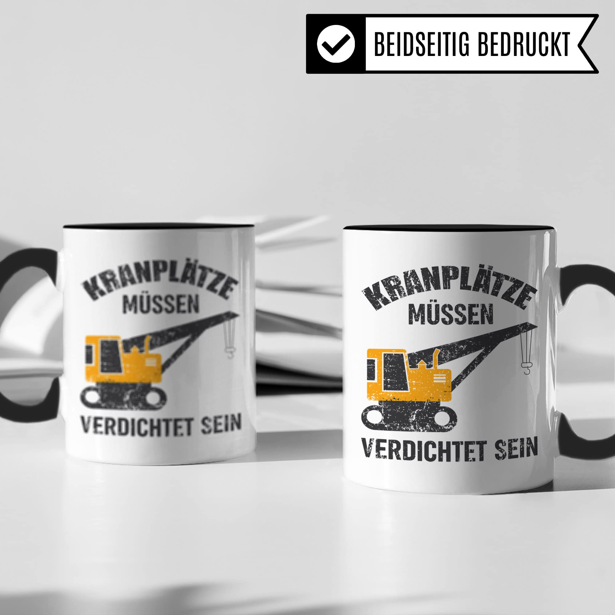 Baustelle Tasse, Bauarbeiter Spruch lustig Kran, Männer Kaffeetasse Geschenkidee, Kranfahrer Kaffeebecher, Bagger Becher, Humor Witz Geschenk für Baustelle