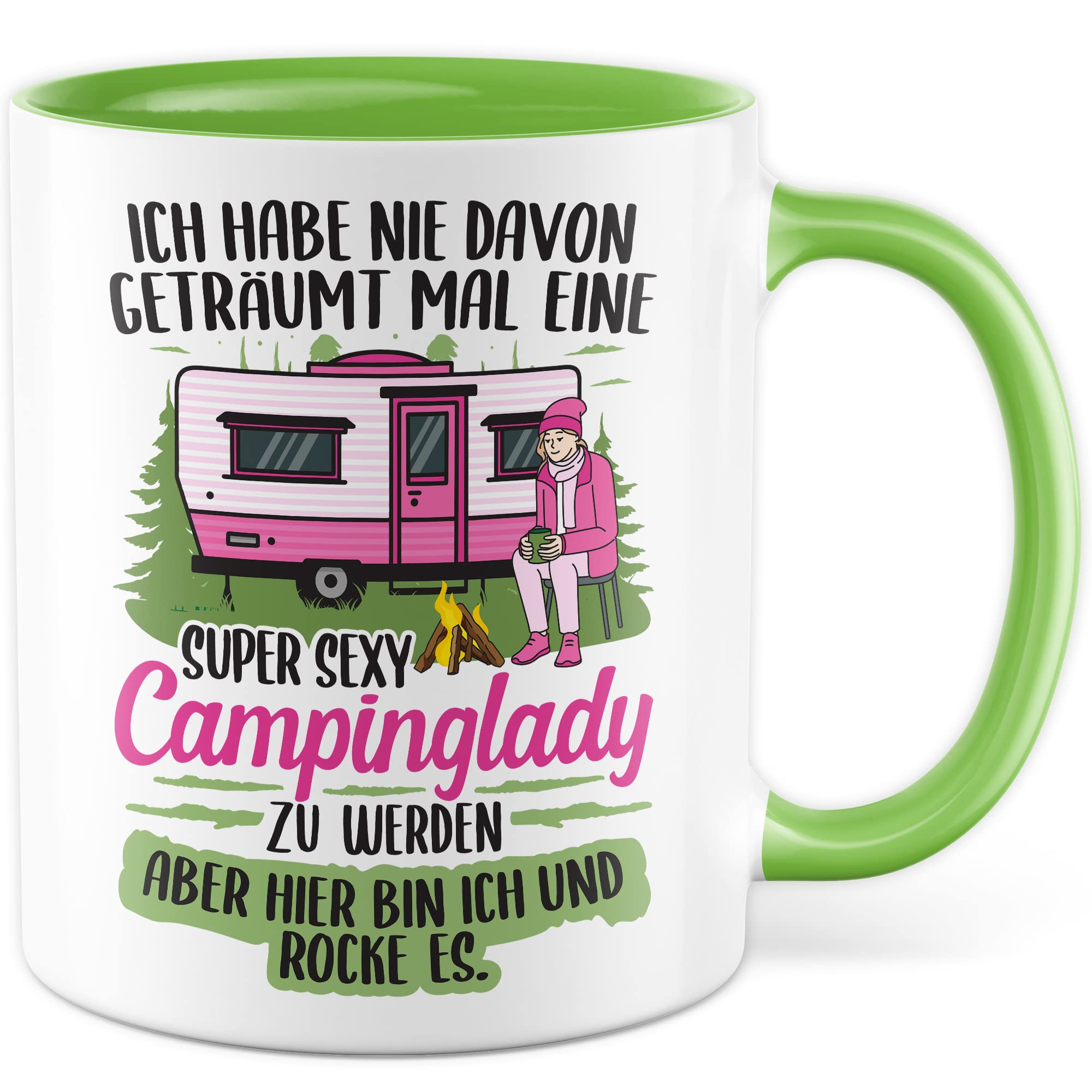 Becher Tasse Wohnmobil Wohnwagen Kaffeetasse Camping Geschenk Camperin Kaffee-Becher Geschenkidee Outdoorfans Zelten Abenteuer Reisen Spruch Humor Witz sexy Campinglady