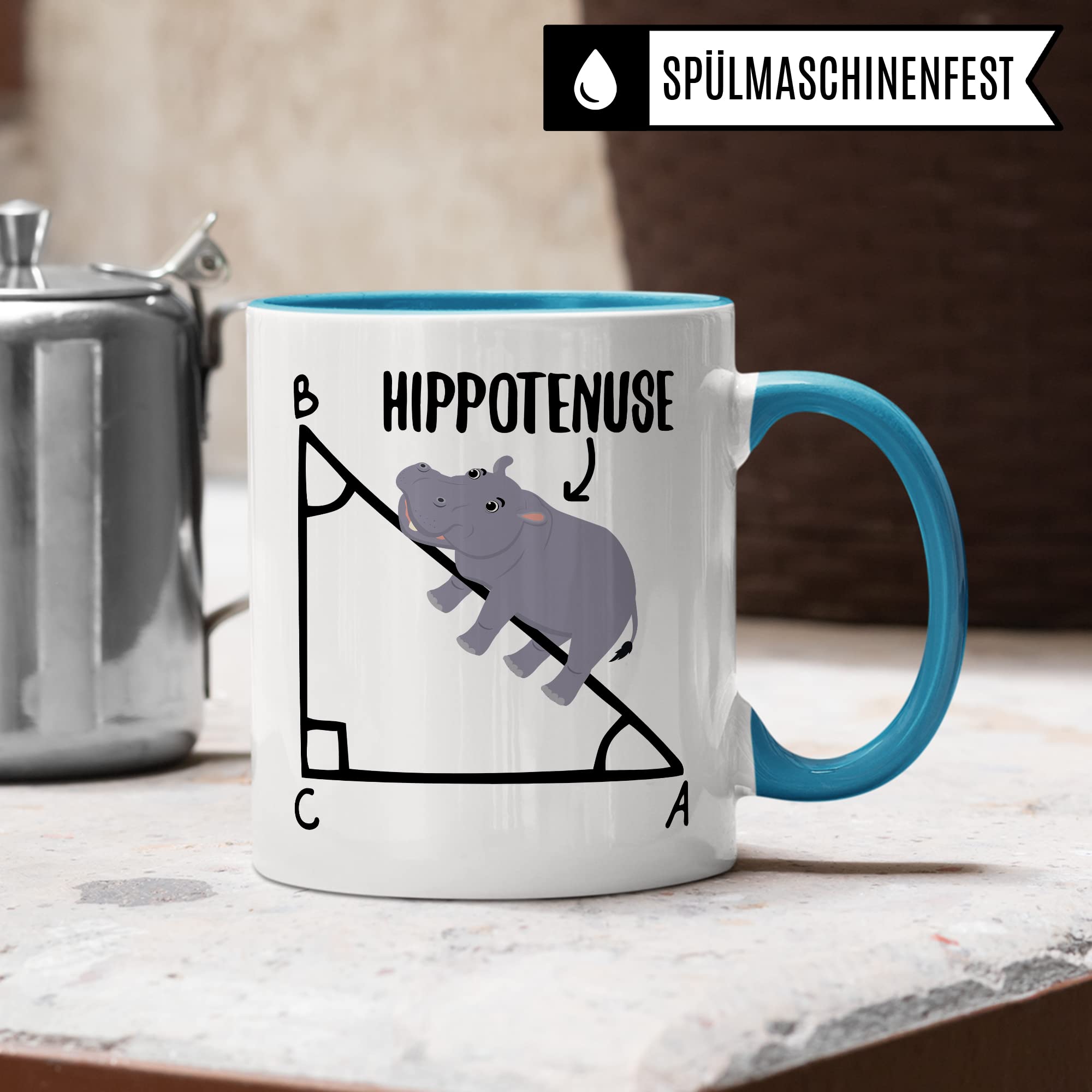 Mathe Tasse Mathematiker Kaffeetasse Hippothenuse lustig Kaffee-Becher Mathe-Lehrer Geschenkidee Sarkasmus Mathematik Mathematikstudent Geschenk Kollegium Lehrerzimmer Pythagoras Nilpferd Flusspferd