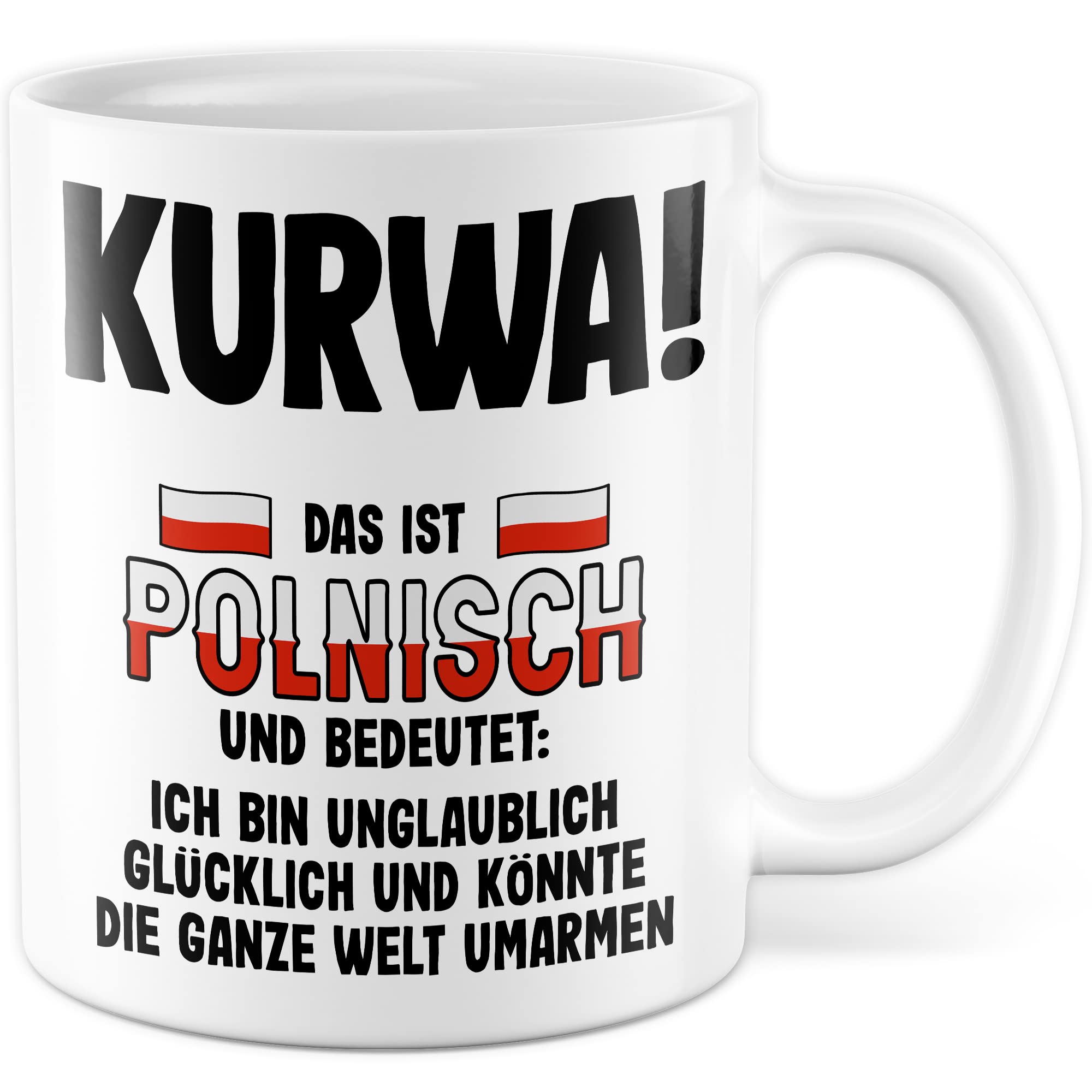 Kurwa Tasse lustige Kaffeetasse mit Spruch polnisch Kaffee-Becher Polen Witz kurwa mac Geschenkidee Pole Polin Geschenk Ostblock falsche Übersetzung Deutsch-Polnisch Sarkasmus