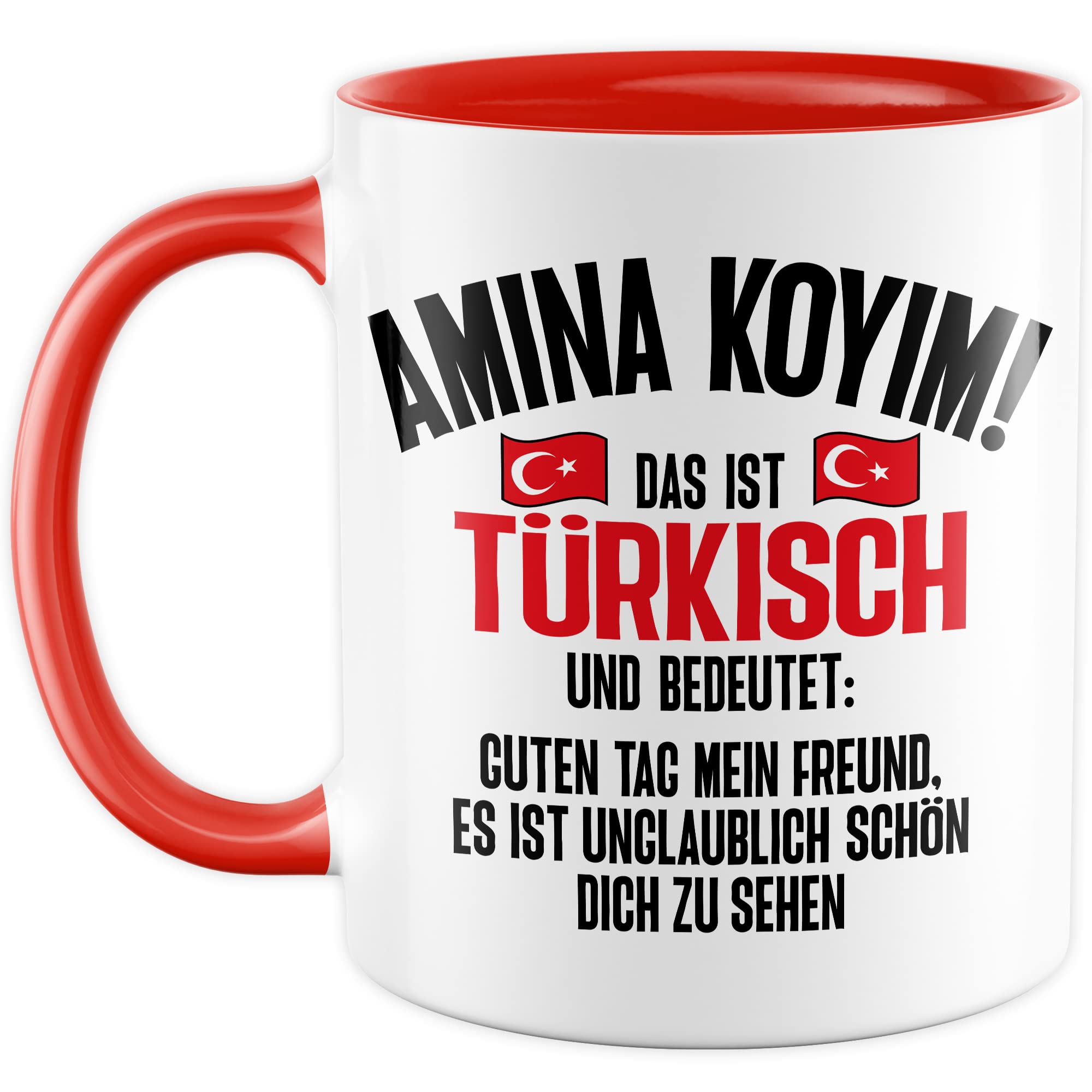 Amina Koyim Tasse lustige Kaffeetasse mit Spruch türkisch Kaffee-Becher Türken Witz Amina Koyim Geschenkidee Türke Türkin Geschenk Türkei türkisch Sarkasmus Schimpfwort Beleidigung Sprache