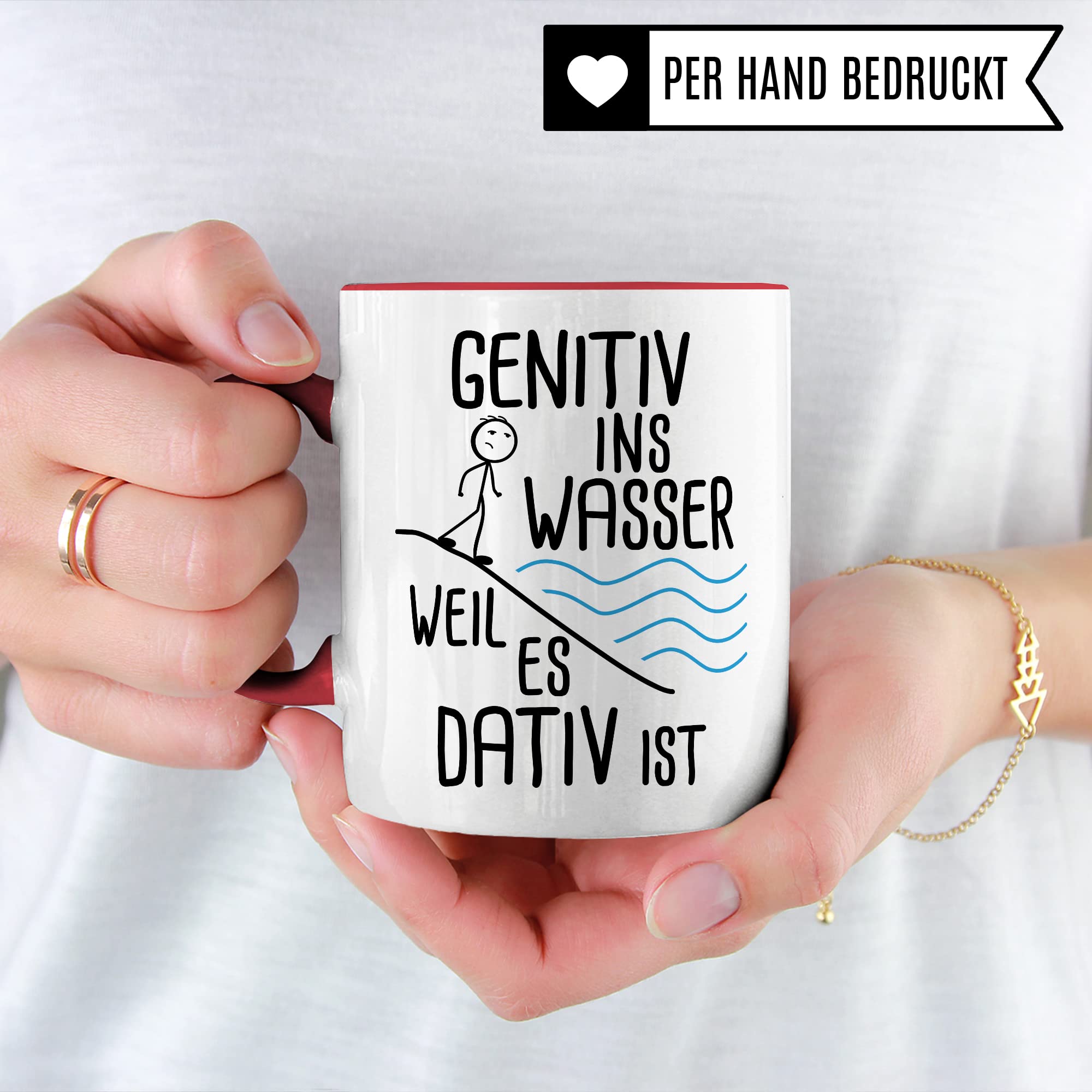 Grammatik Tasse, Genitiv ins Wasser weil es Dativ ist Geschenk Kaffee-Becher Geschenkidee Lehrer Tasse mit Spruch lustig Grammatik Deutsch Dativ Genitiv Kaffeetasse Teetasse Germanist