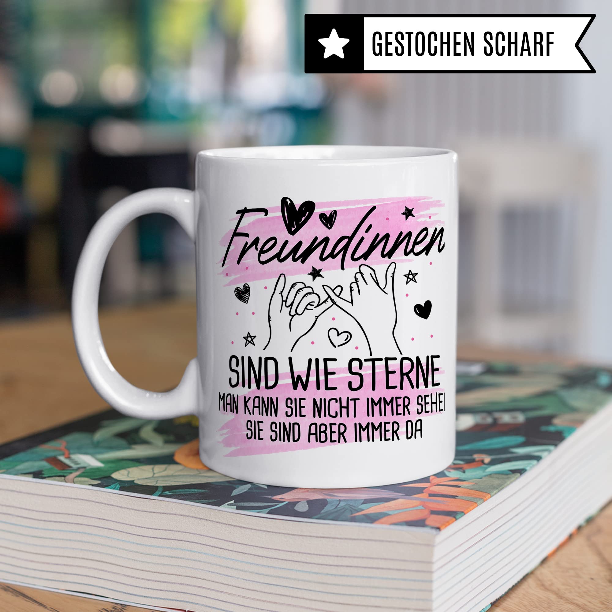 Freundin Tasse Freundinnen Kaffeetasse Freundschaft Kaffee-Becher Frauen Beste Freundin Geschenk-Idee Sterne immer da