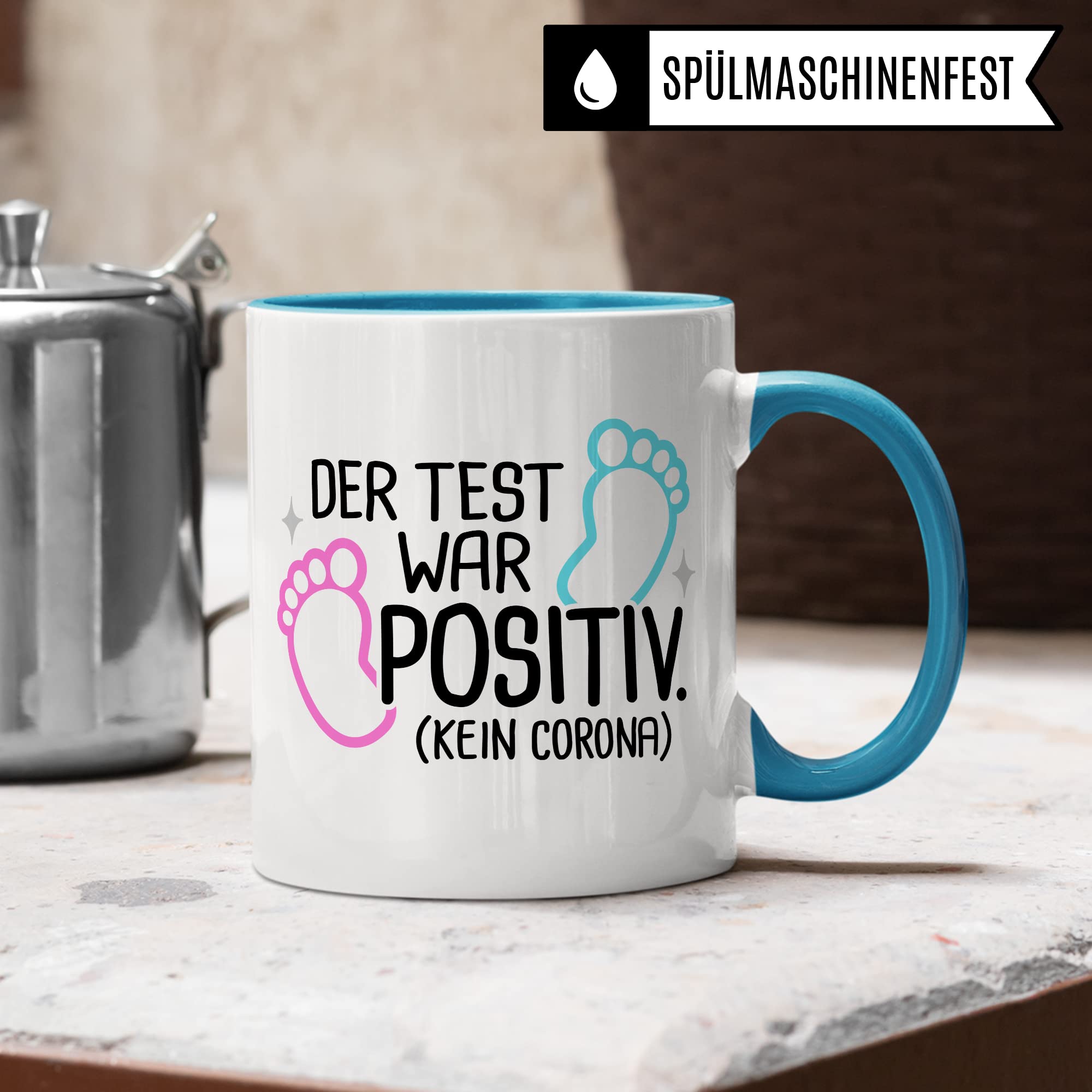 Schwangerschaft Tasse, Der Test war positiv, werdende Mama Geschenk Schwanger Freundin Papa Vater Geschenke für Opa Opa Schwester Bruder schöner Spruch Kaffee-Becher