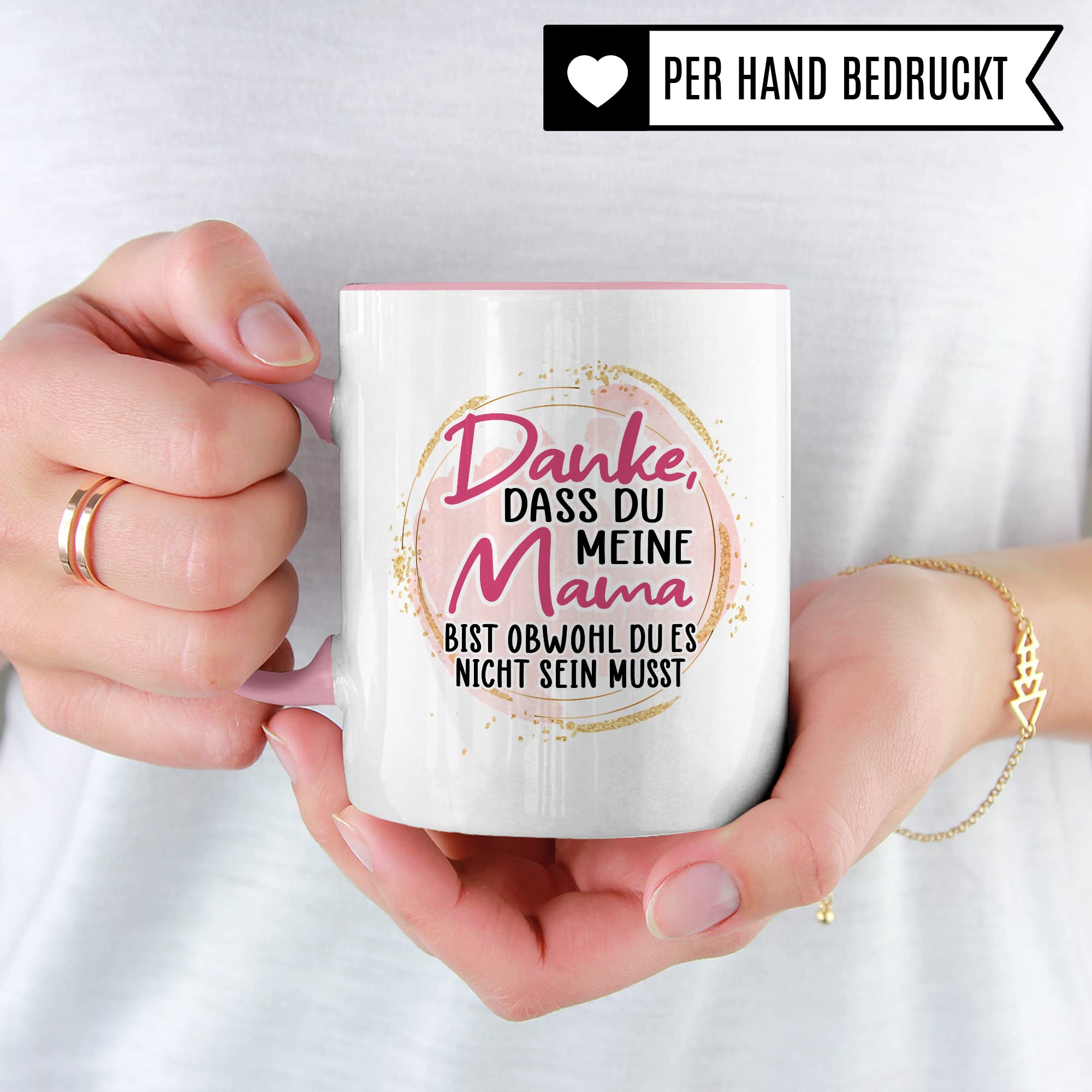 Tasse Pflegemama, Danke dass du meine Mama bist obwohl du es nicht sein musst Geschenkidee Stiefmama Kaffee-Becher Tasse mit Spruch Teetasse Stiefmutter Ziehmutter