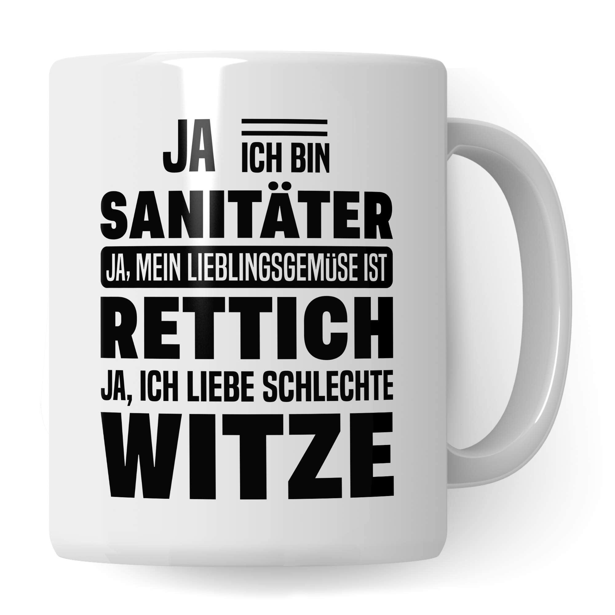 Pagma Druck Tasse Sanitäter, Rettungssanitäter Geschenk Rettungsdienst, Kaffeebecher Geschenk Spruch, Krankenwagen Rettungshelfer Becher Geschenkidee (Weiß/Weiß)