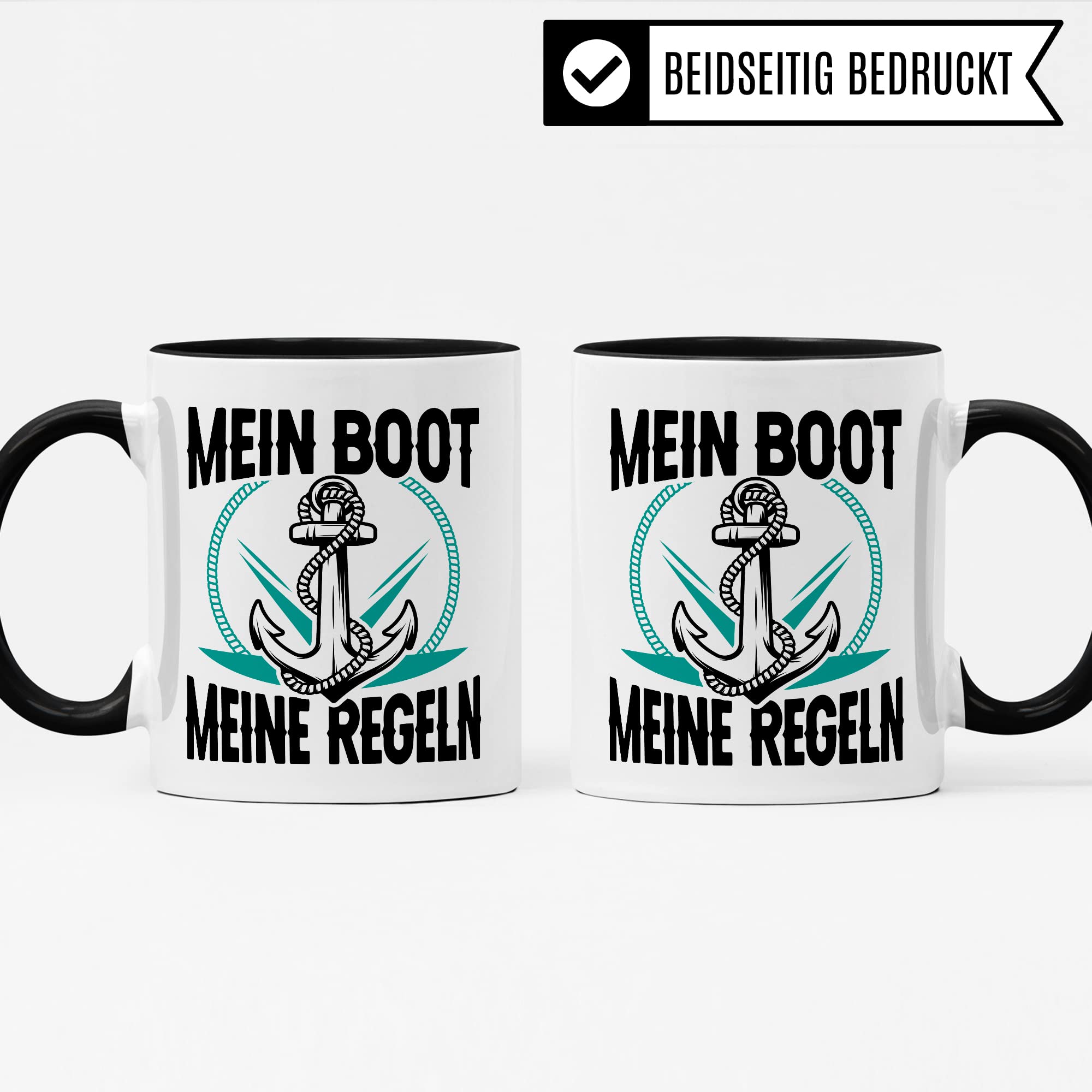 Tasse Kapitän, Mein Boot meine Regeln Geschenk Bootliebhaber Geschenkidee Bootbesitzer Kaffee-Becher Kaffeetasse mit Spruch lustig Teetasse Anker-Motiv