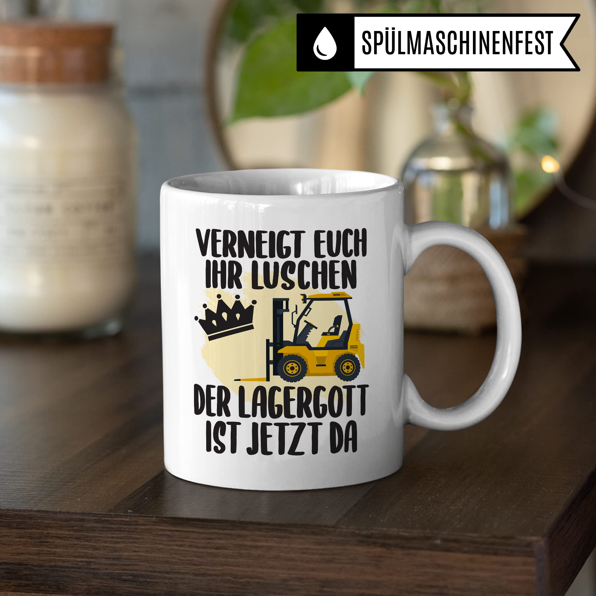 Lagerist Tasse mit Spruch lustig Staplerfahrer Geschenk Gabelstaplerfahrer Kaffee-Tasse böser Humor Kaffeebecher Lagerarbeiter Geschenkidee Lagerlogistiker Kaffeetasse