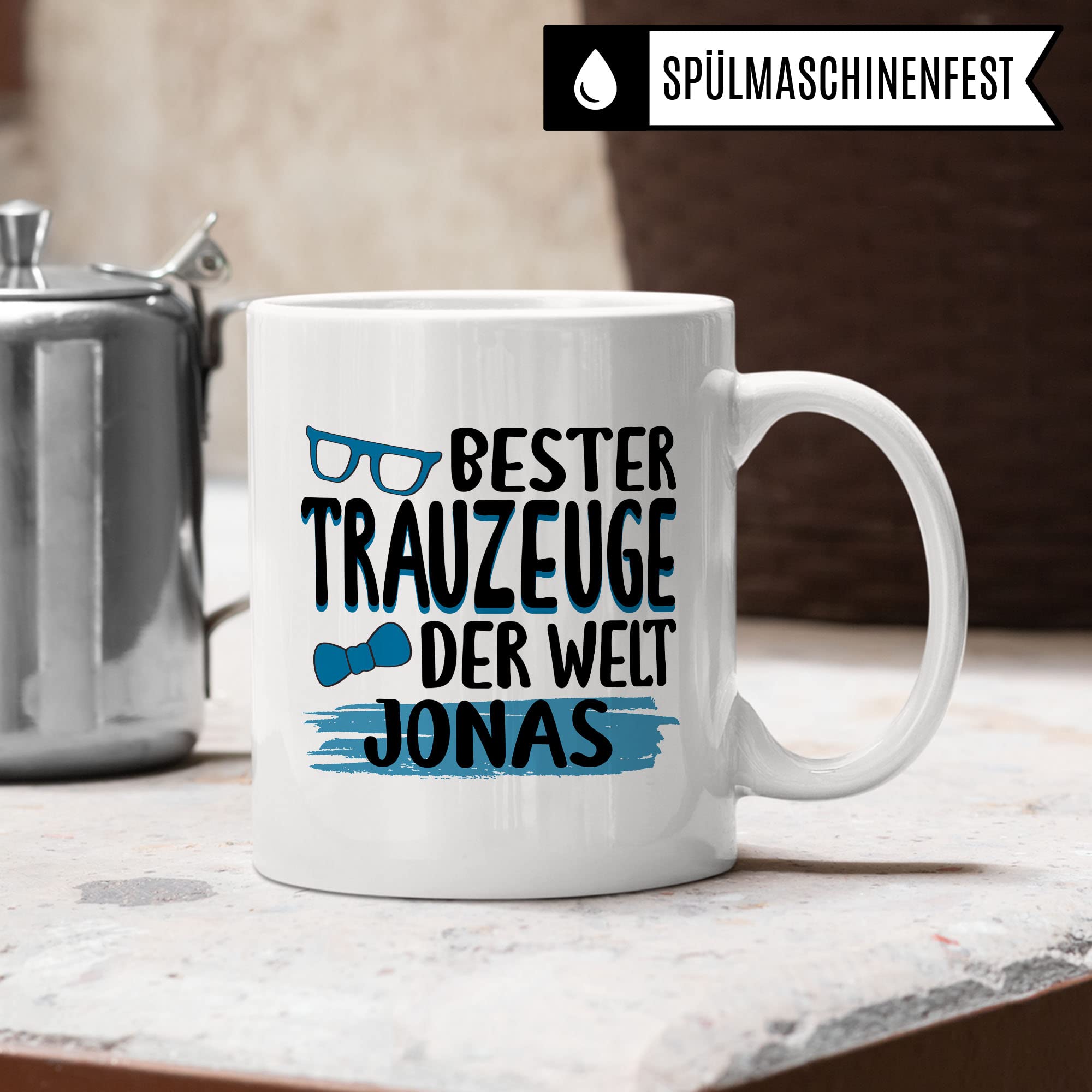 Trauzeuge personalisierbare Tasse, Trauzeuge fragen, Bester Trauzeuge der Welt - NAME, Geschenk Trauzeuge personalisierbar süßes Motiv schöne Geschenkidee Kaffetasse Teebecher Hochzeit