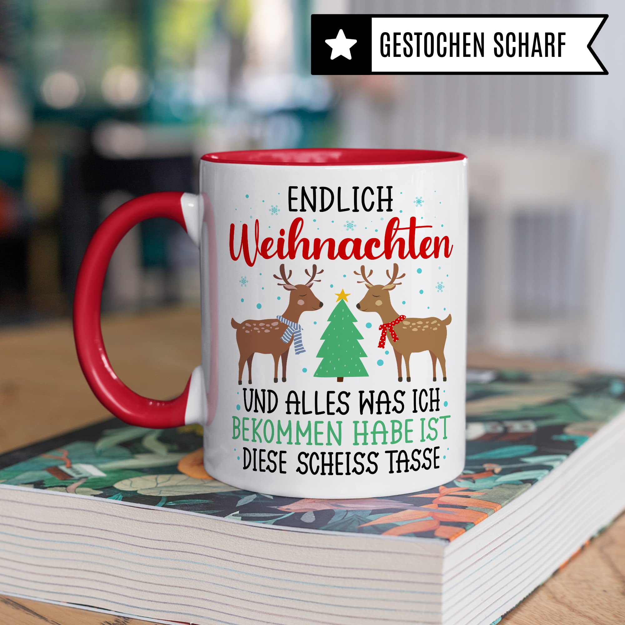 Weihnachten Tasse Geschenk Kaffeetasse Geschenkidee Humor Weihnachtstasse Sarkasmus Kaffee-Becher witziger Geschenkartikel Endlich Weihnachten alles was ich bekomm ist diese scheiß Tasse Spruch