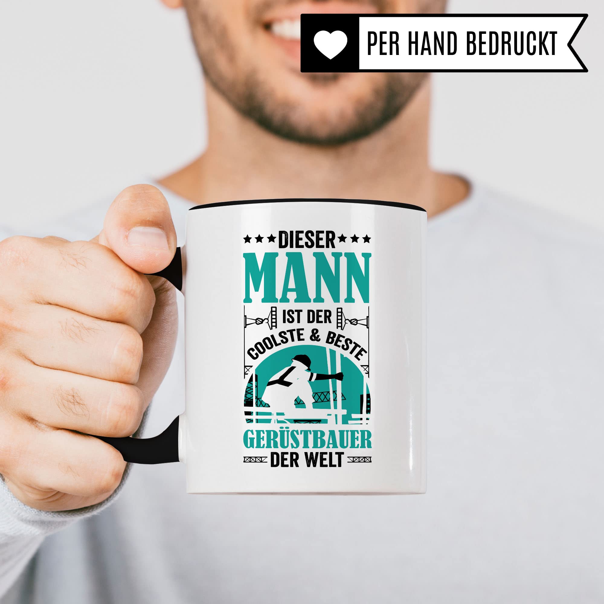 Gerüstbau Tasse Geschenkidee Gerüstbauer Kaffeetasse Humor Witz Geschenk für Bauarbeiter Kaffeebecher Bau Becher