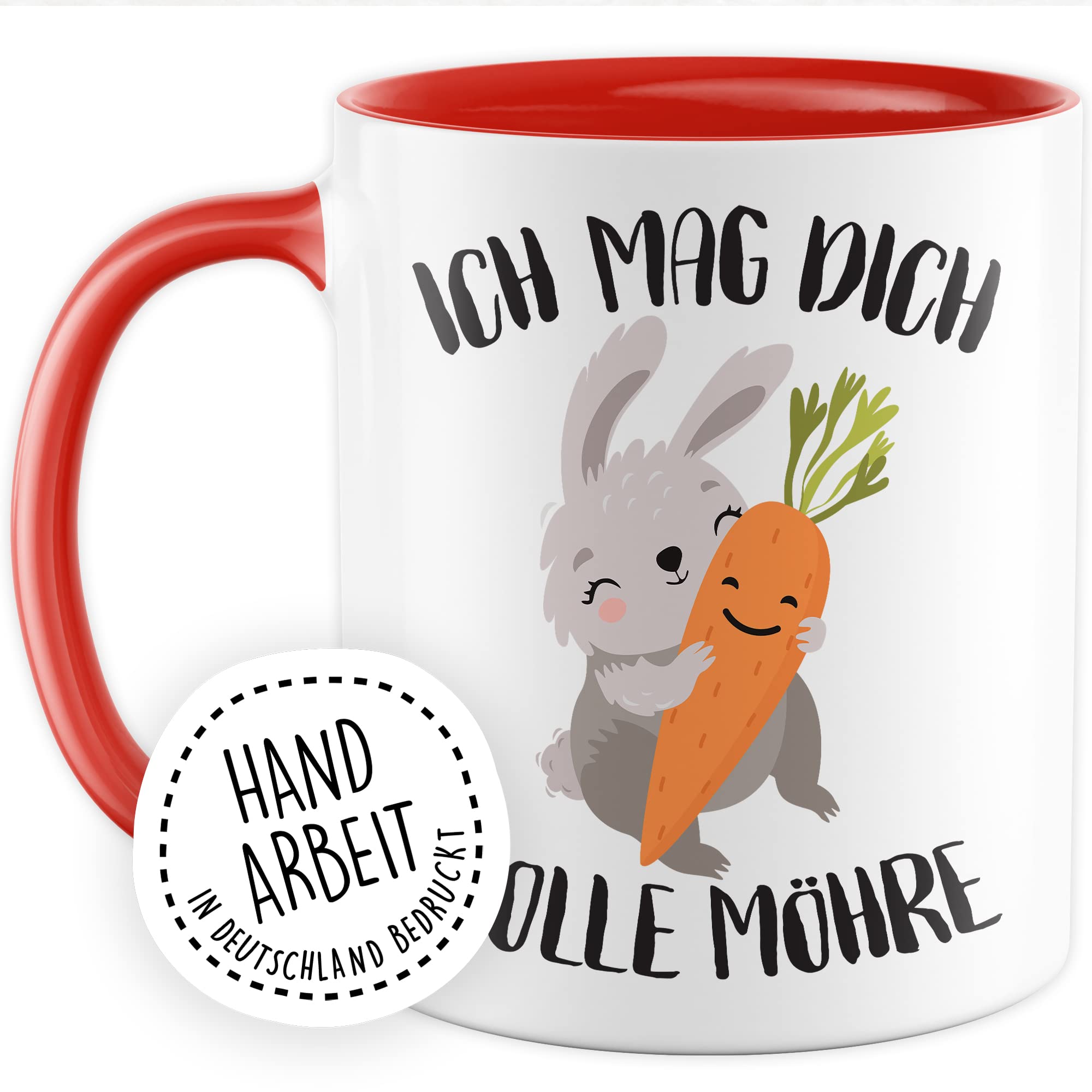 Süße Tasse Liebe Kaffeetasse Für Partner Geschenk Freundin Geschenkidee Freund Kaffee-Becher Mag dich volle Möhre Spruch Motiv süß Hase