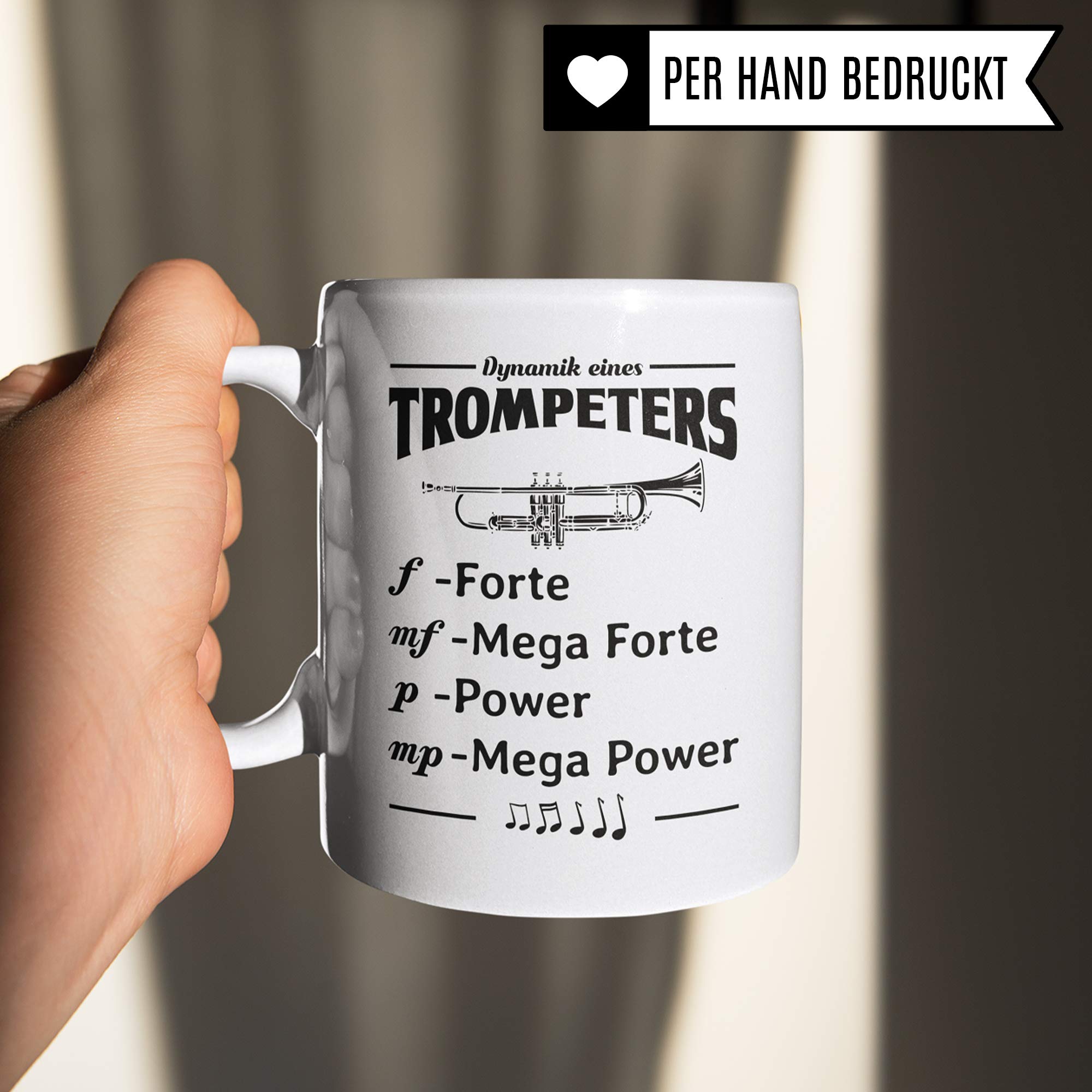 Pagma Druck Trompete Tasse, Musiker Geschenke Trompete, Geschenkidee für Trompeter & Trompetenspieler Becher, Instrument Musik Blechbläser Orchester, Musikverein Deko Kaffeetasse