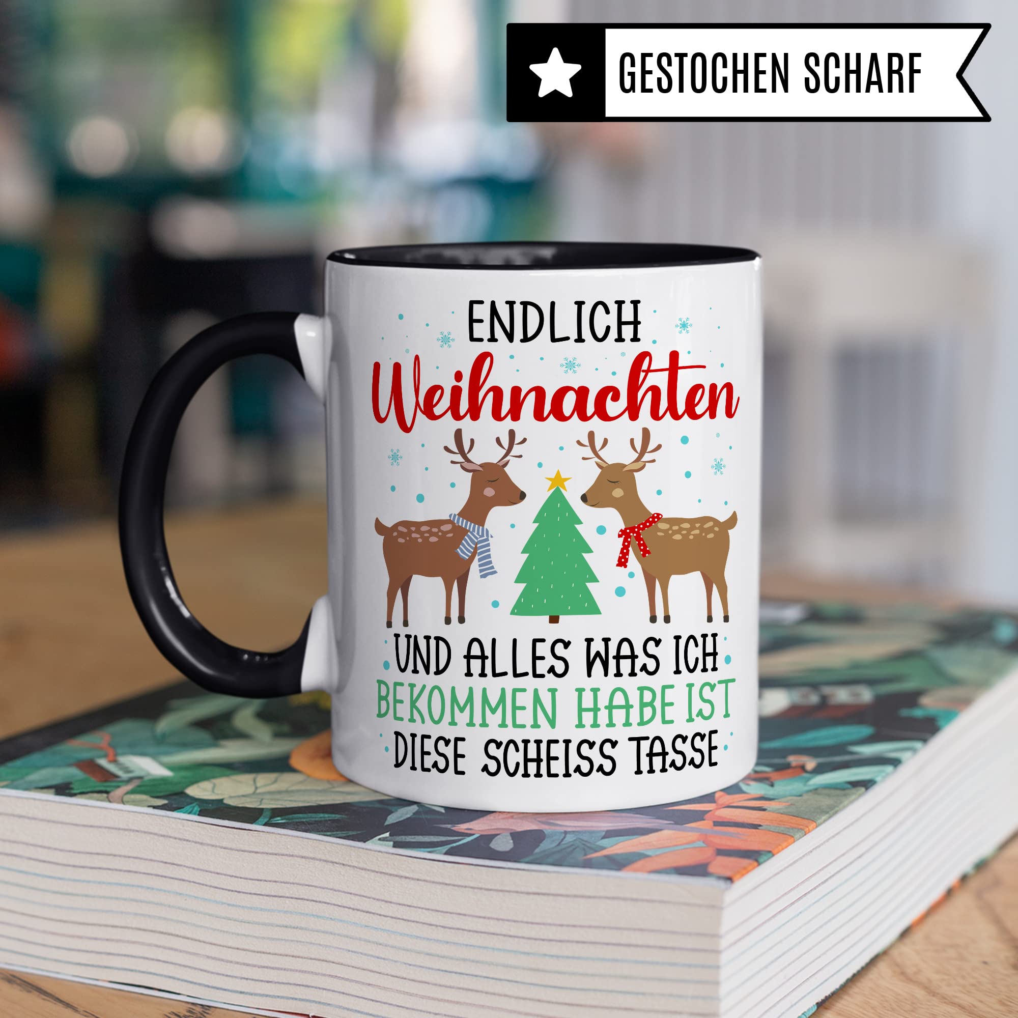 Weihnachten Tasse Geschenk Kaffeetasse Geschenkidee Humor Weihnachtstasse Sarkasmus Kaffee-Becher witziger Geschenkartikel Endlich Weihnachten alles was ich bekomm ist diese scheiß Tasse Spruch