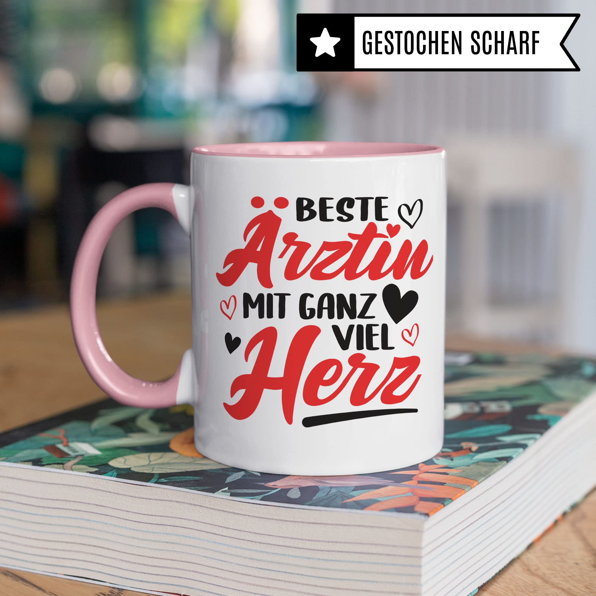 Ärztin Tasse, Beste Ärztin mit ganz viel Herz, Ärztin Geschenk Dankeschön Promotion Tasse schöner Spruch schönes Motiv Kaffeetasse Arzt Beruf, Geschenk für die besten Ärztin