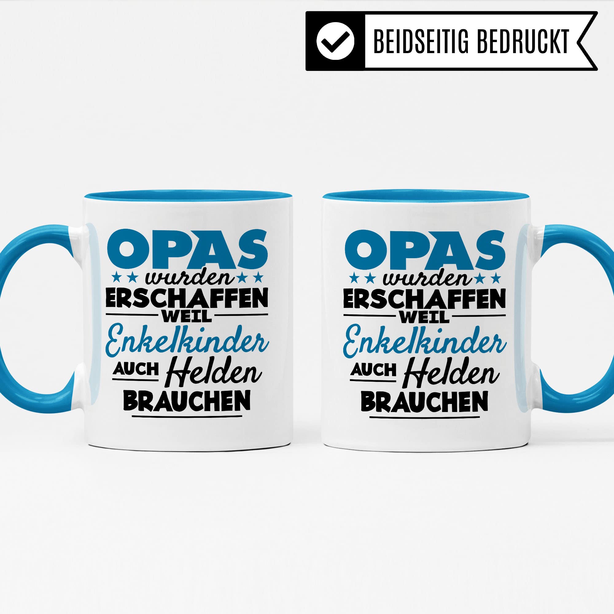 Opa Tasse - Opas wurden erschaffen weil Enkel-Kinder auch Helden brauchen - Geschenk Großvater Enkelkinder schöner Spruch Geschenkidee Enkel Kaffee-Becher