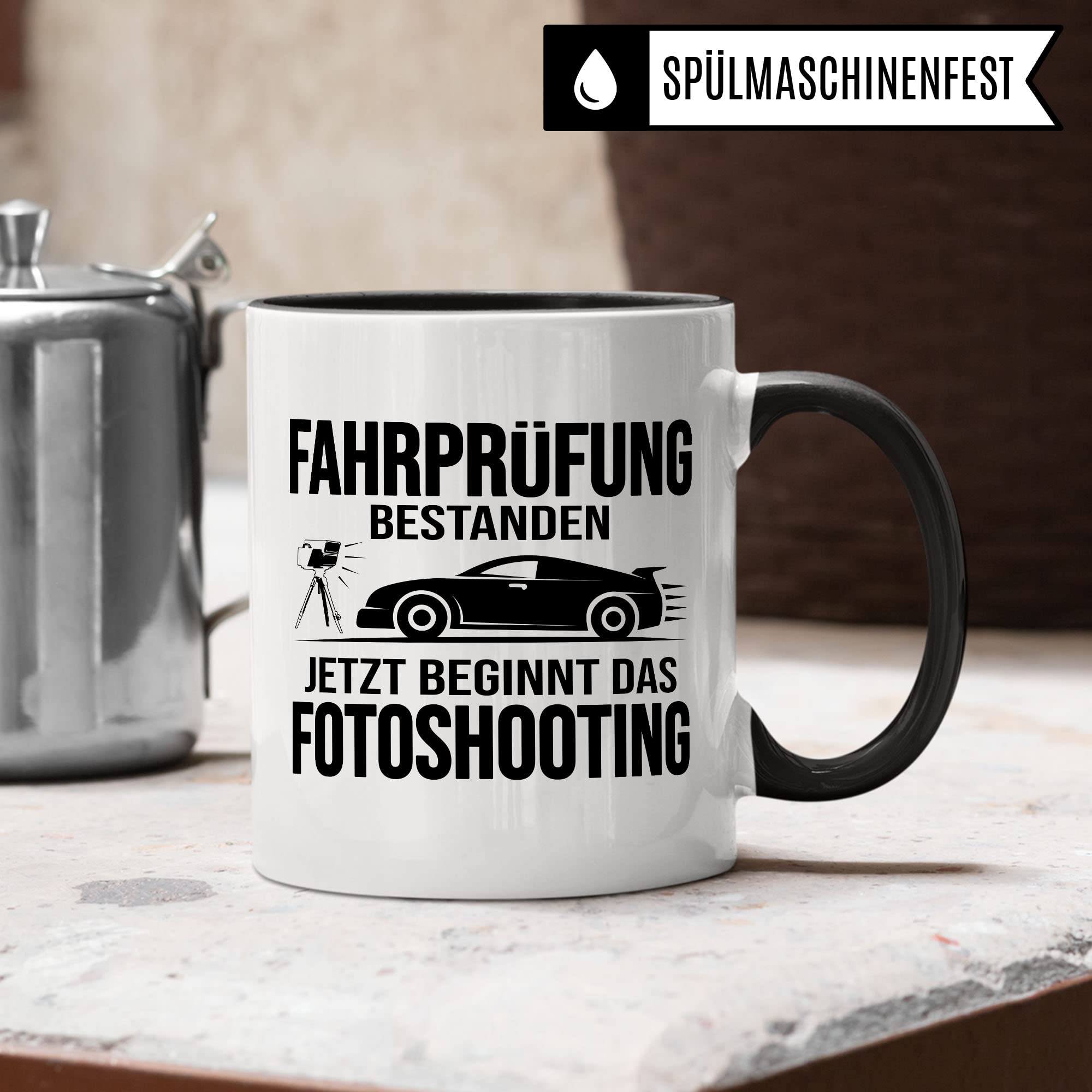 Tasse Führerschein bestanden Geschenk Glückwunsch Führerscheinprüfung Geschenkidee Männer Jungen Deko Kaffeetasse Fahrprüfung lustig Kaffee-Becher