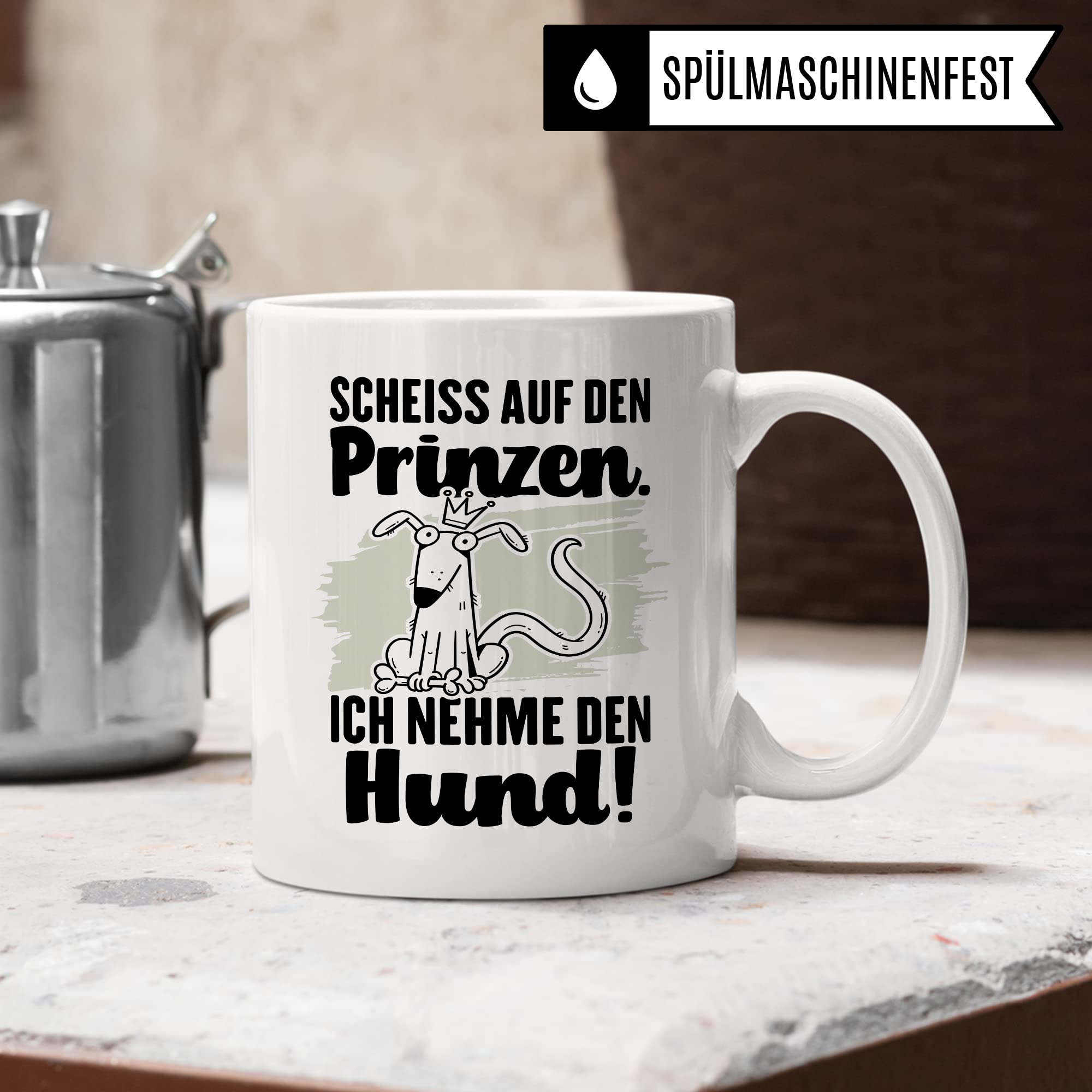 Tasse Hundemama Geschenk, Scheiß auf den Prinzen Ich nehme den Hund Geschenkidee beste Freundin Kaffee-Becher Kaffeetasse mit Spruch lustig Hundeliebhaber Single Liebeskummer