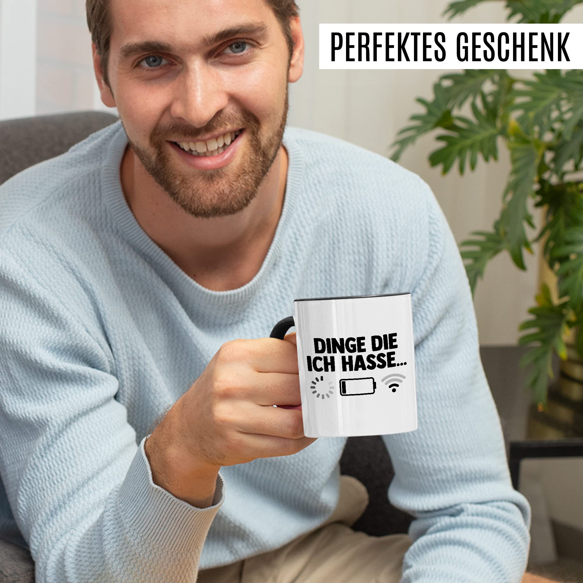 Dinge die ich hasse Tasse Schlechter Empfang Geschenkidee Kaffeetasse Wlan Akku Geschenk für Teenager Kaffeebecher Teen Becher