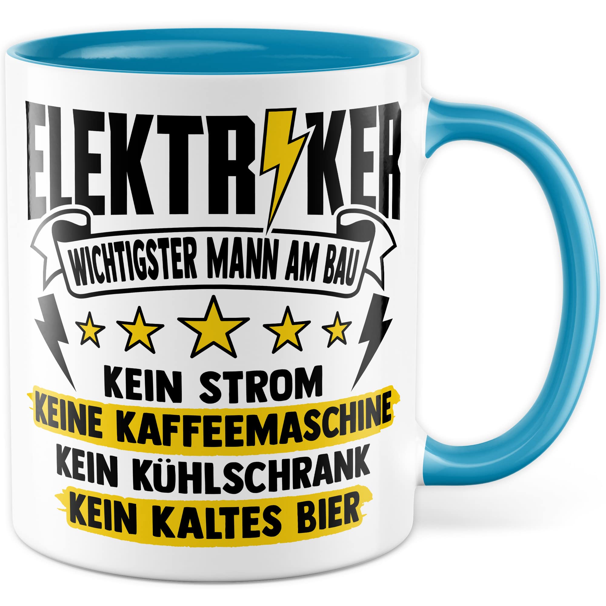 Installateur Tasse Elektriker Wichtigster Mann am Bau Witz Geschenkidee Elektronik Kaffeetasse Geschenk für Elektrotechniker Kaffeebecher Baustellen Becher