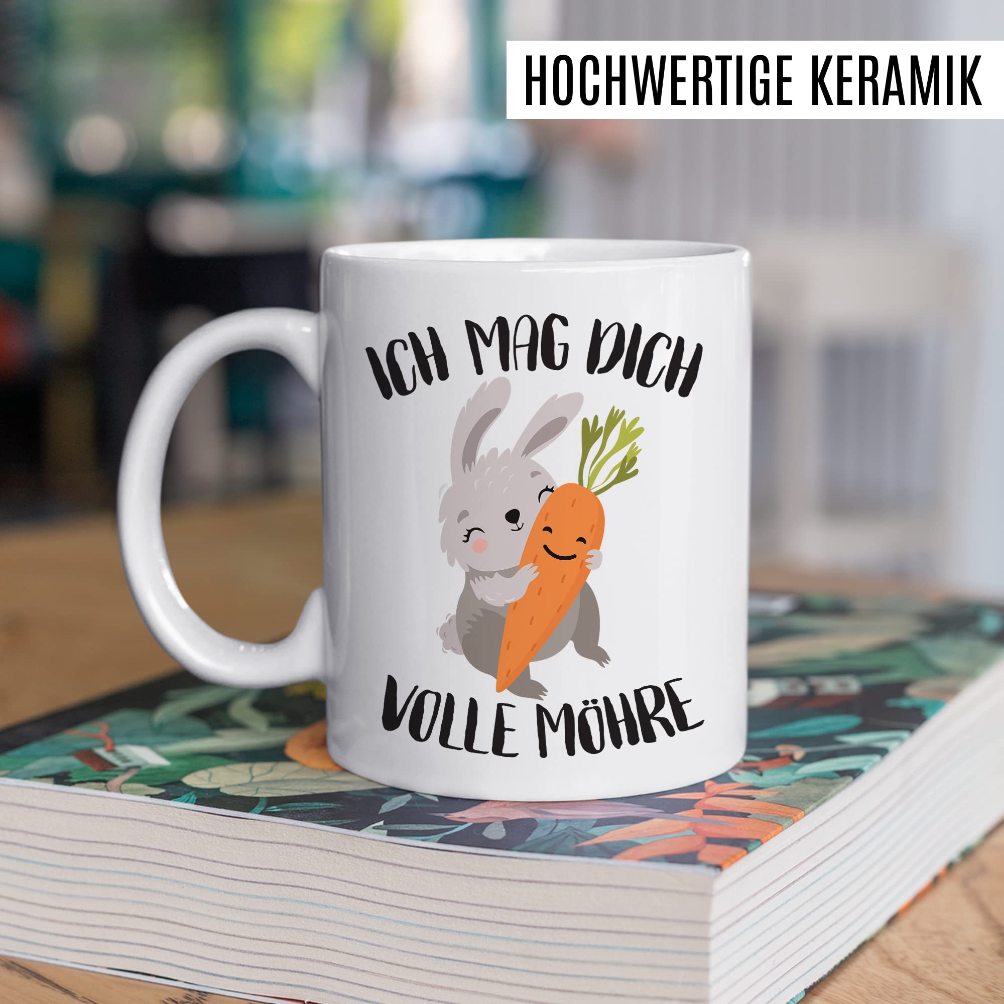 Süße Tasse Liebe Kaffeetasse Für Partner Geschenk Freundin Geschenkidee Freund Kaffee-Becher Mag dich volle Möhre Spruch Motiv süß Hase