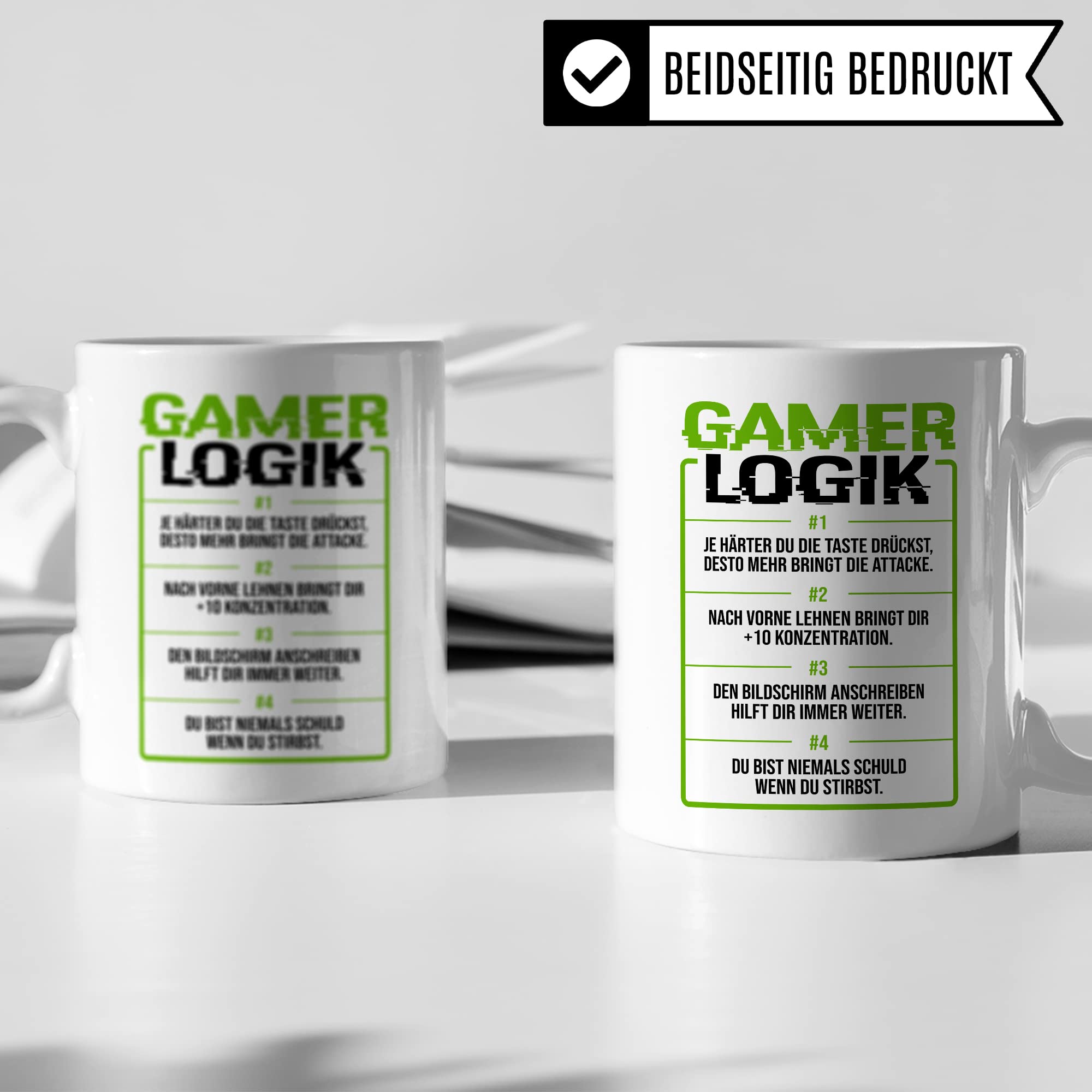 Geschenk Tasse Zocker, Gamer Logik Kaffeetasse für Computerspieler Kaffee-Becher Geschenkidee Teetasse mit Spurch lustig zocken Computer-Spiele Nerd Gaming