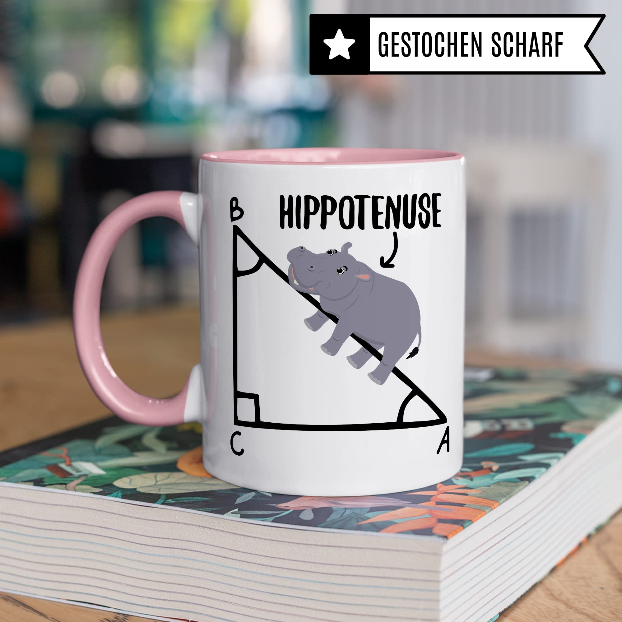 Mathe Tasse Mathematiker Kaffeetasse Hippothenuse lustig Kaffee-Becher Mathe-Lehrer Geschenkidee Sarkasmus Mathematik Mathematikstudent Geschenk Kollegium Lehrerzimmer Pythagoras Nilpferd Flusspferd