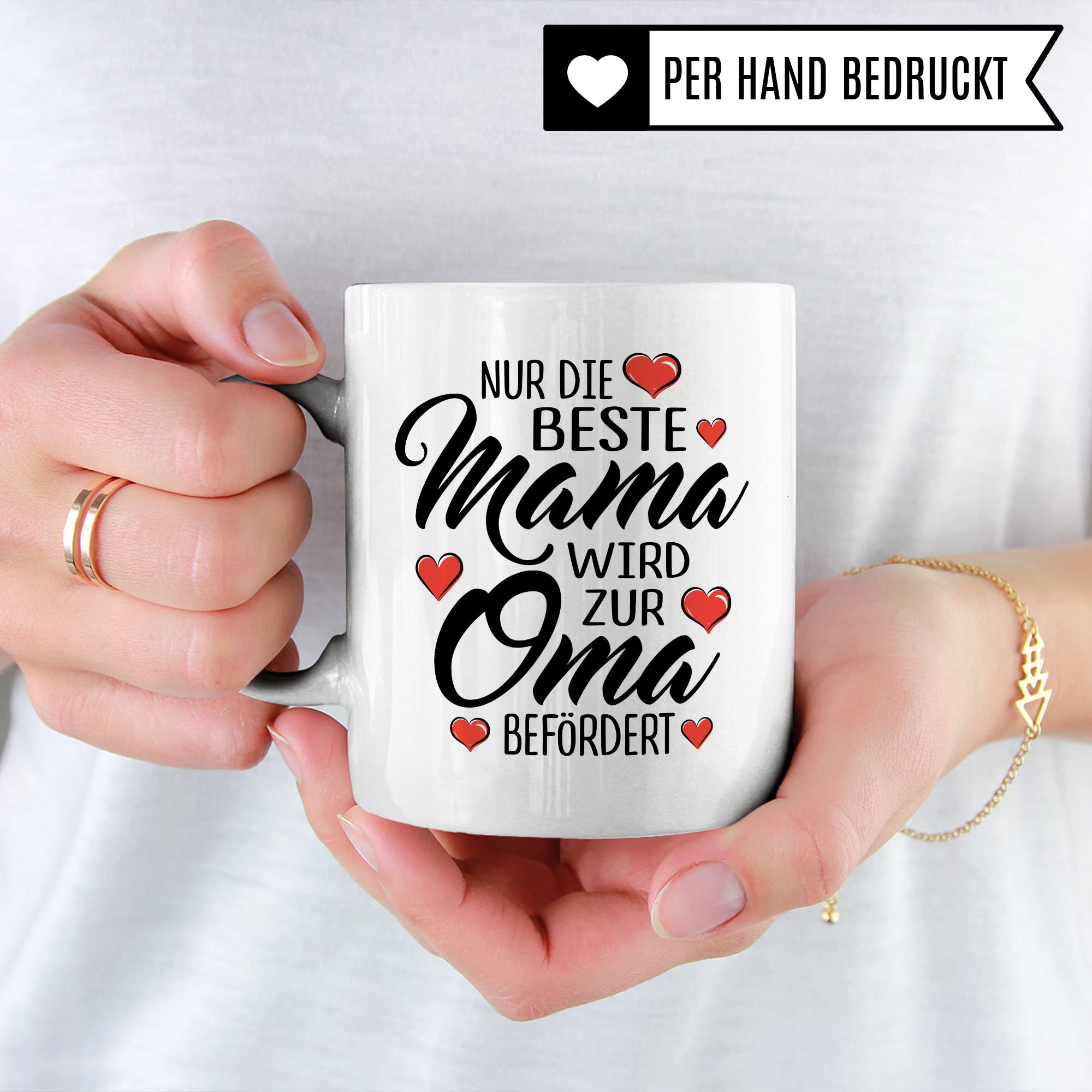 Oma Tasse mit Spruch, Nur die beste Mama wird zur Oma befördert, Geschenk Großmutter, Baby Ankündigung Reveal Geschenkidee Kaffeetasse Enkel