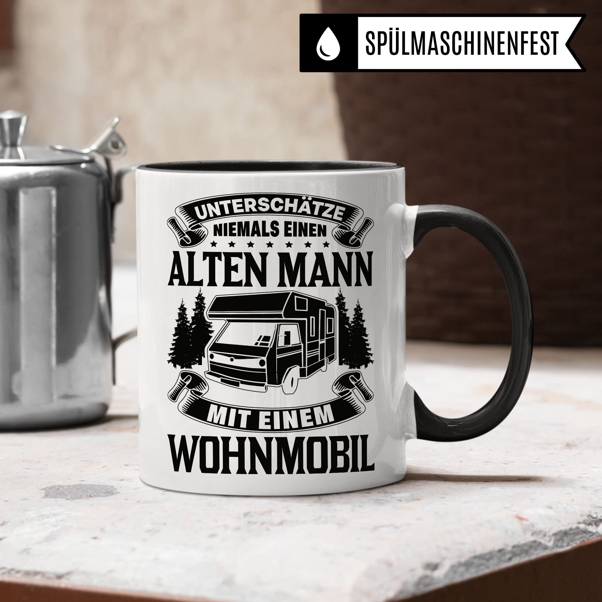 Wohnmobil Tasse Geschenkidee Opa Kaffeetasse Humor Witz Geschenk für Vater Kaffeebecher Camper Becher