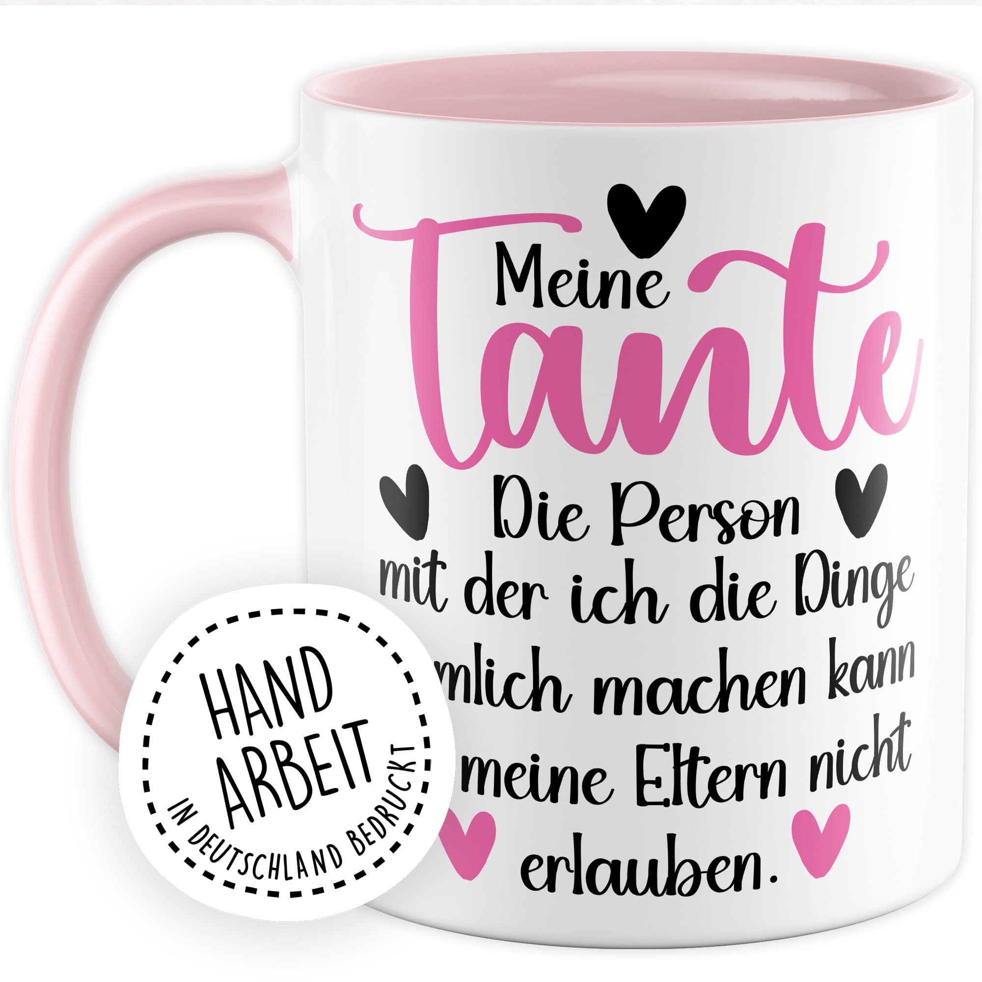 Tante Tasse Geschenk Patentante Kaffeetasse lustig Geschenkidee Familie Kaffee-Becher Nichte Neffe Humor Heimlich Dinge die meine Eltern nicht erlauben Spruch