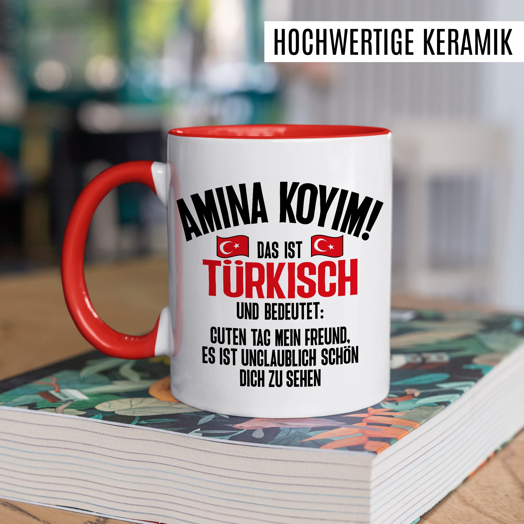 Amina Koyim Tasse lustige Kaffeetasse mit Spruch türkisch Kaffee-Becher Türken Witz Amina Koyim Geschenkidee Türke Türkin Geschenk Türkei türkisch Sarkasmus Schimpfwort Beleidigung Sprache